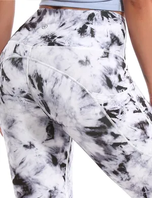 29" 31" 33" 35" 37"  Side Pockets Printed Bootcut Leggings black dandelion_Gym