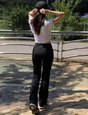 29" 31" 33" 35" Bootcut Leggings with Pockets black ins_Plus Size