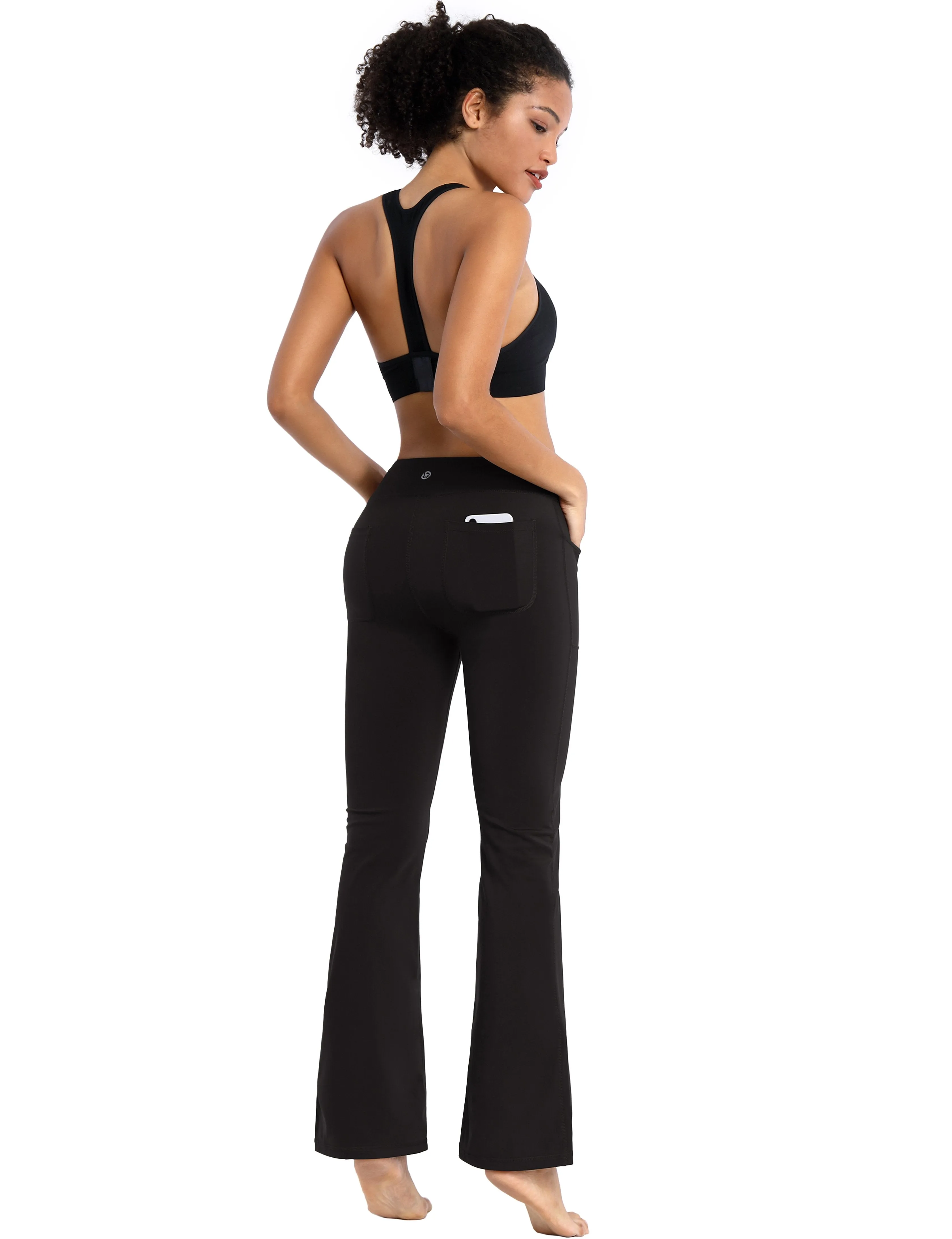 29" 31" 33" 35" Bootcut Leggings with Pockets black ins_Plus Size