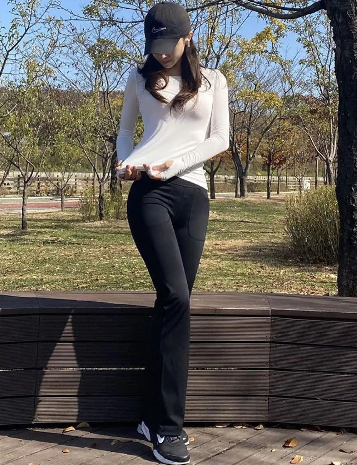 29" 31" 33" 35" Bootcut Leggings with Pockets black ins_Plus Size