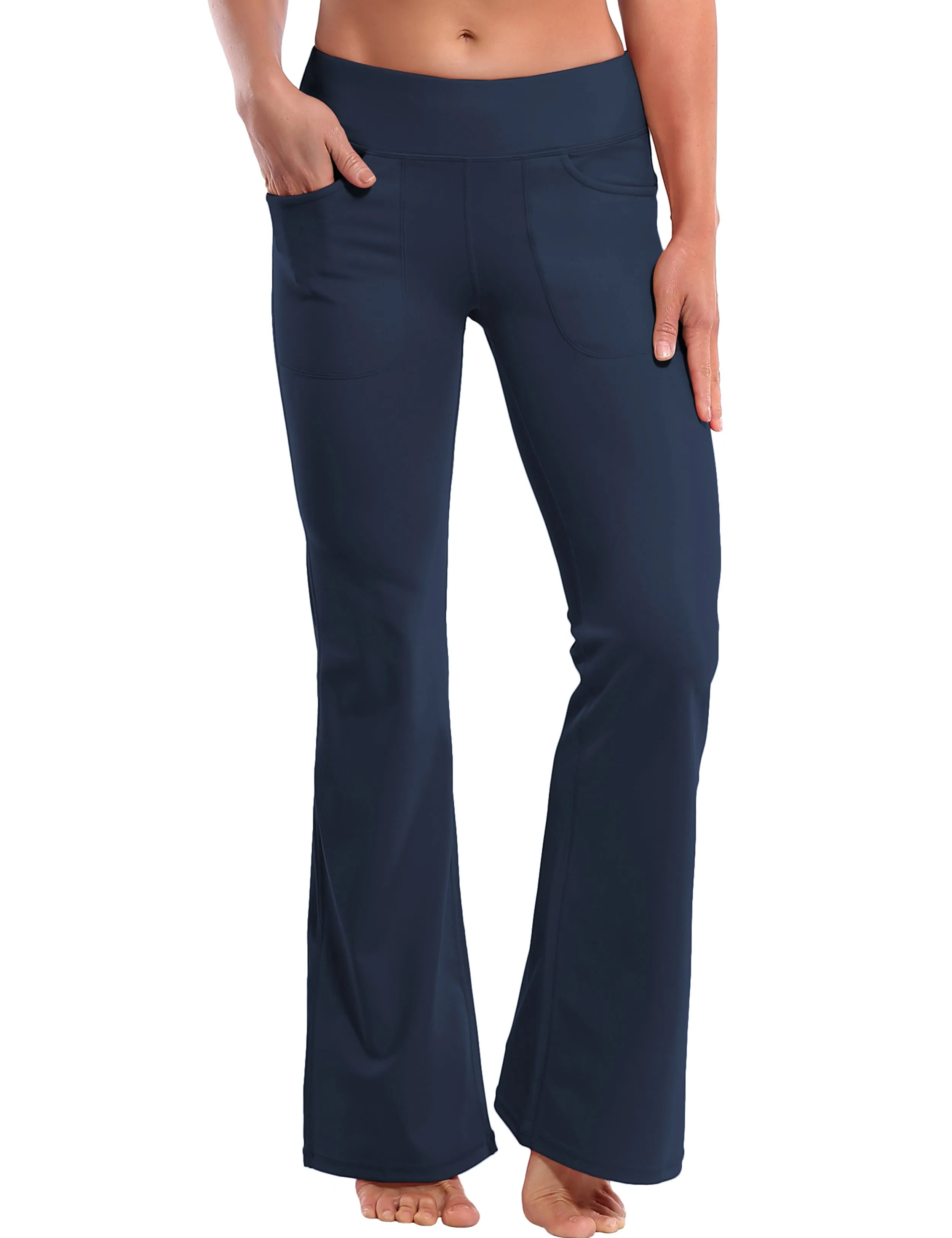 29" 31" 33" 35" Bootcut Leggings with Pockets darknavy_Plus Size