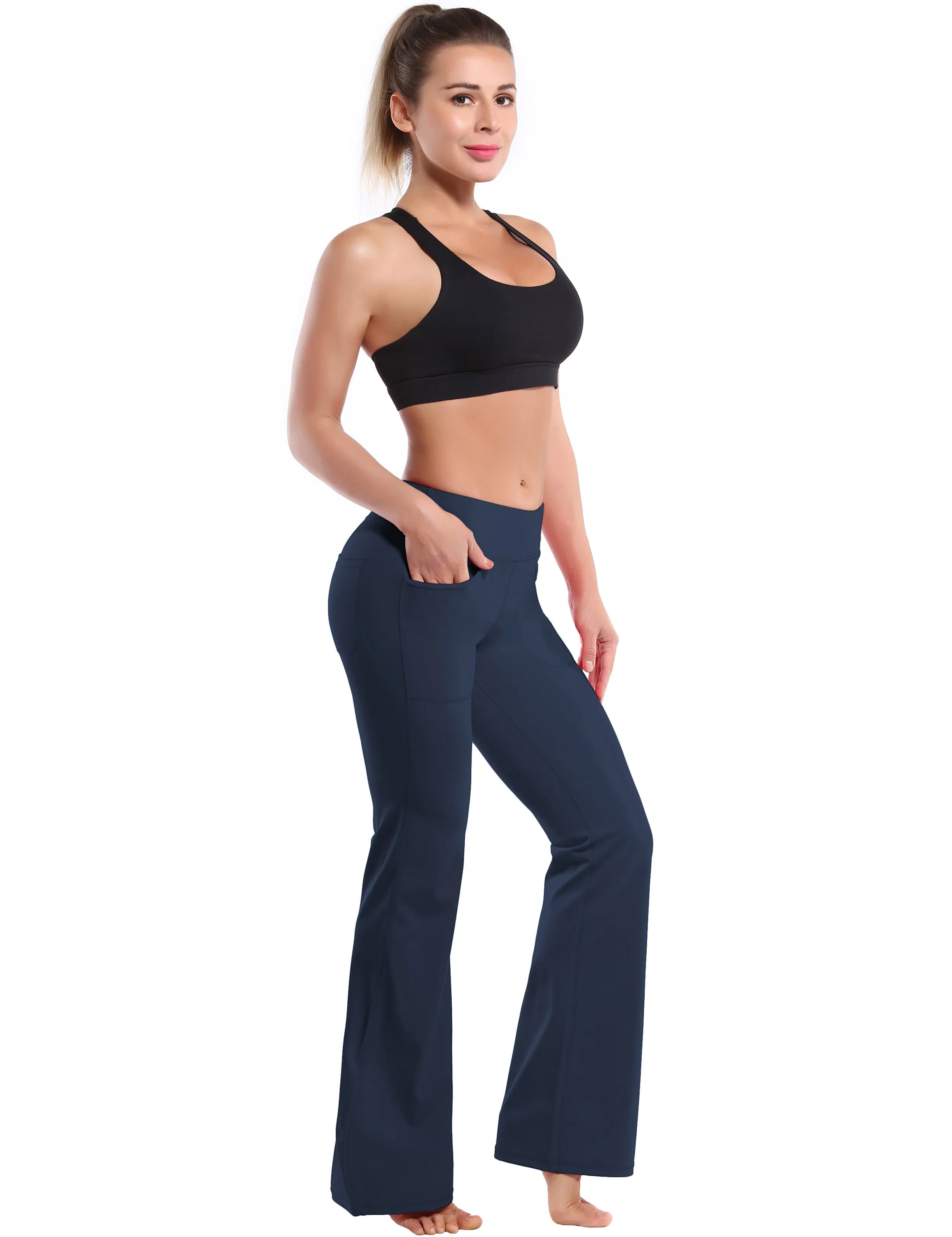 29" 31" 33" 35" Bootcut Leggings with Pockets darknavy_yogastudio