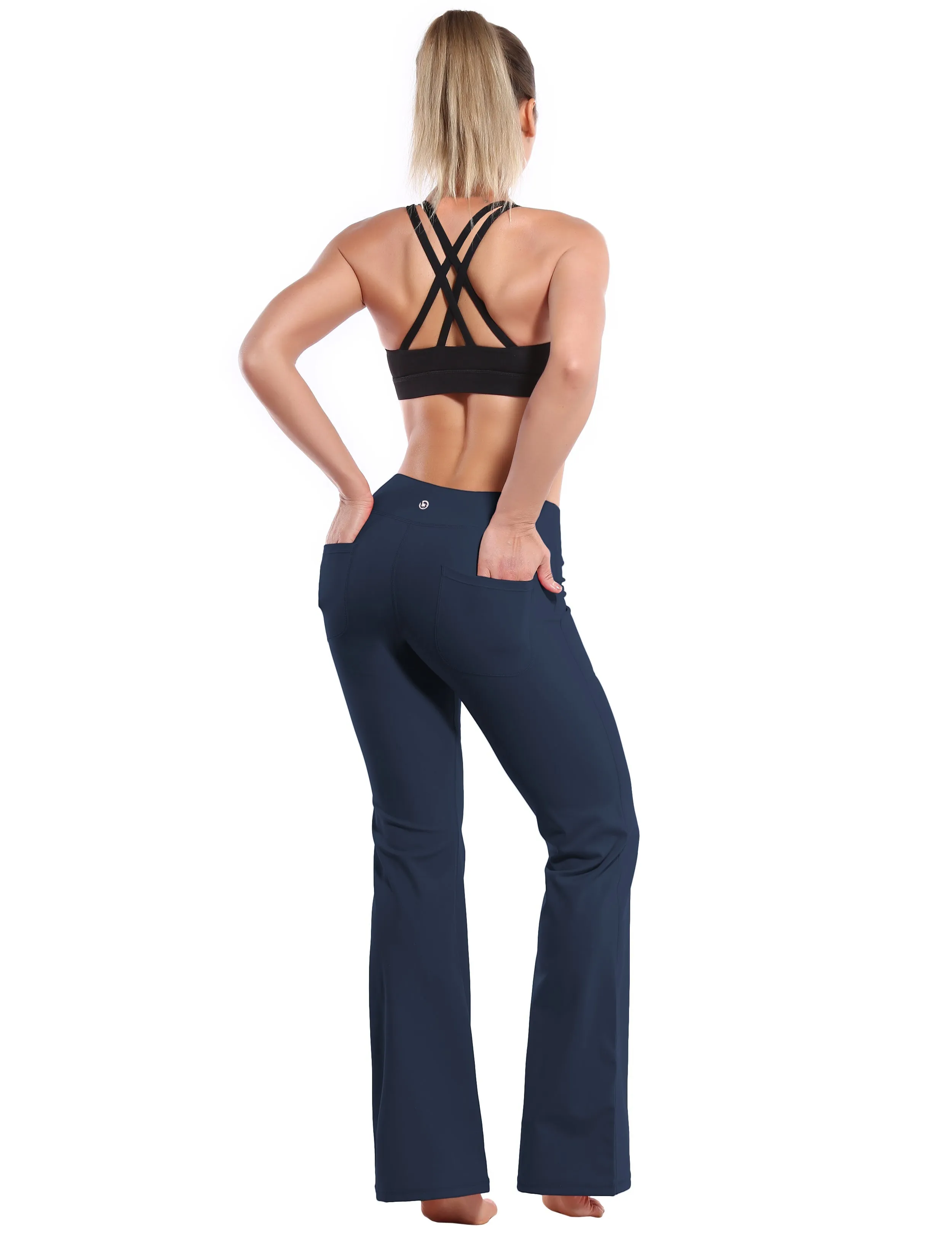 29" 31" 33" 35" Bootcut Leggings with Pockets darknavy_yogastudio