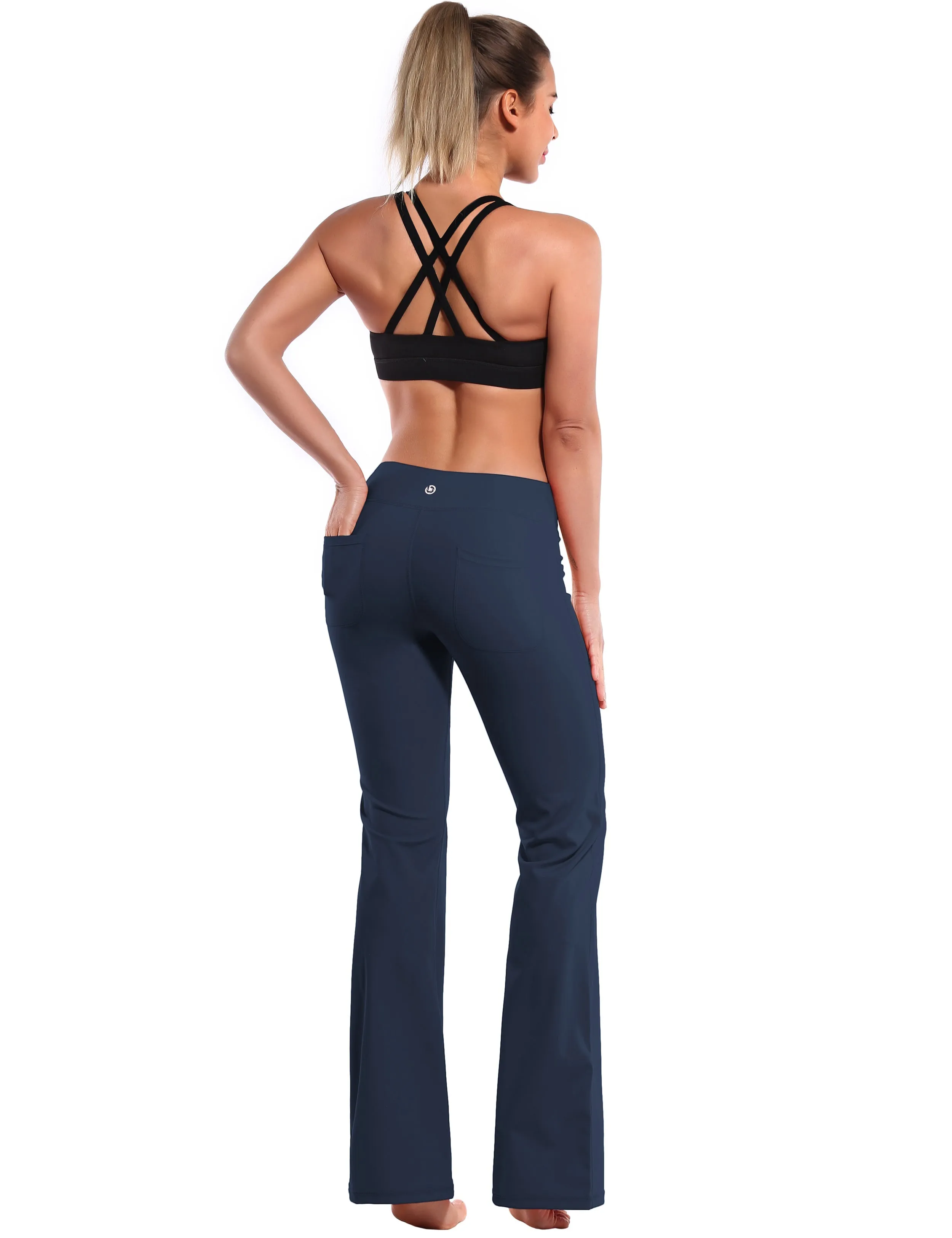 29" 31" 33" 35" Bootcut Leggings with Pockets darknavy_yogastudio