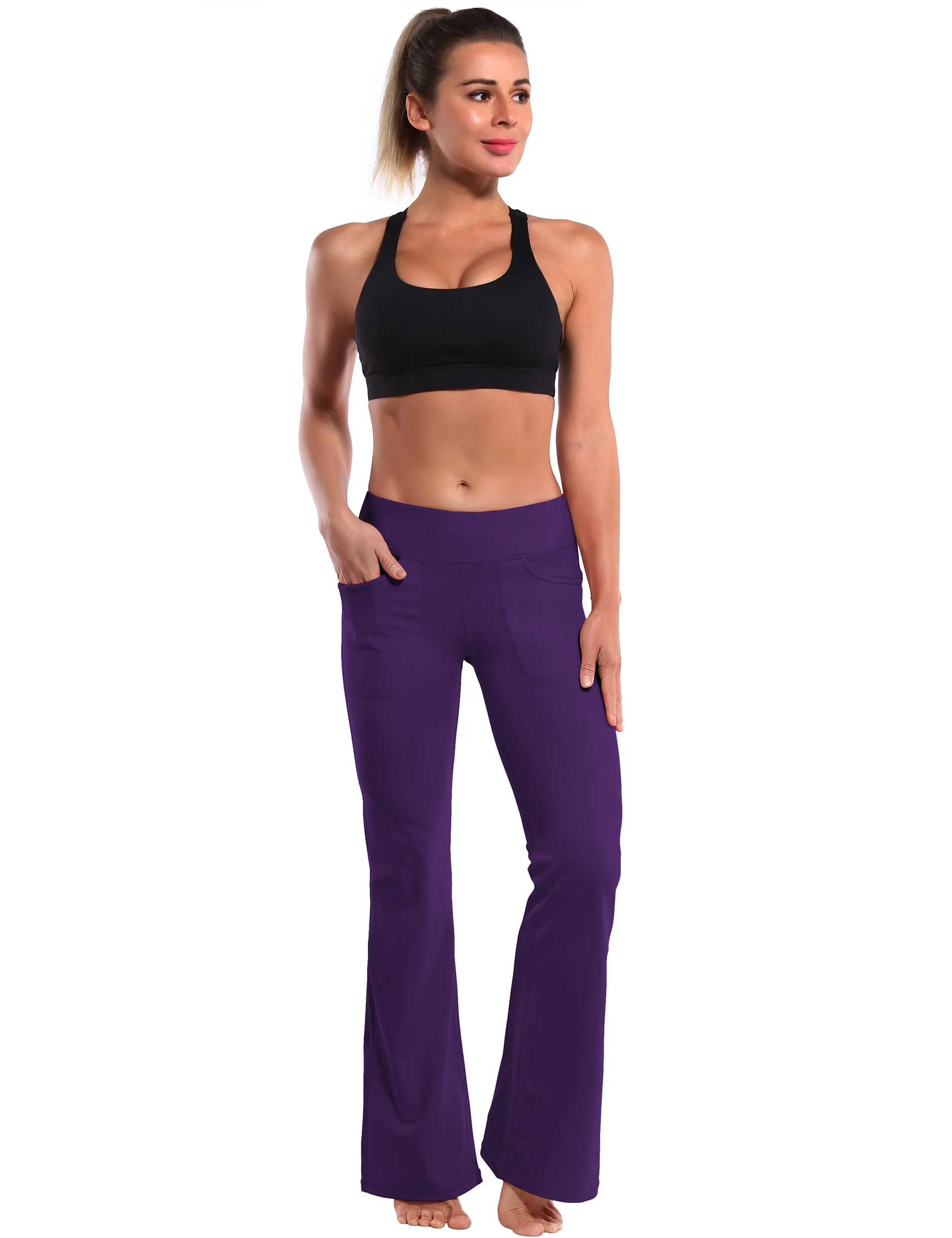 29" 31" 33" 35" Bootcut Leggings with Pockets eggplantpurple ins_Golf