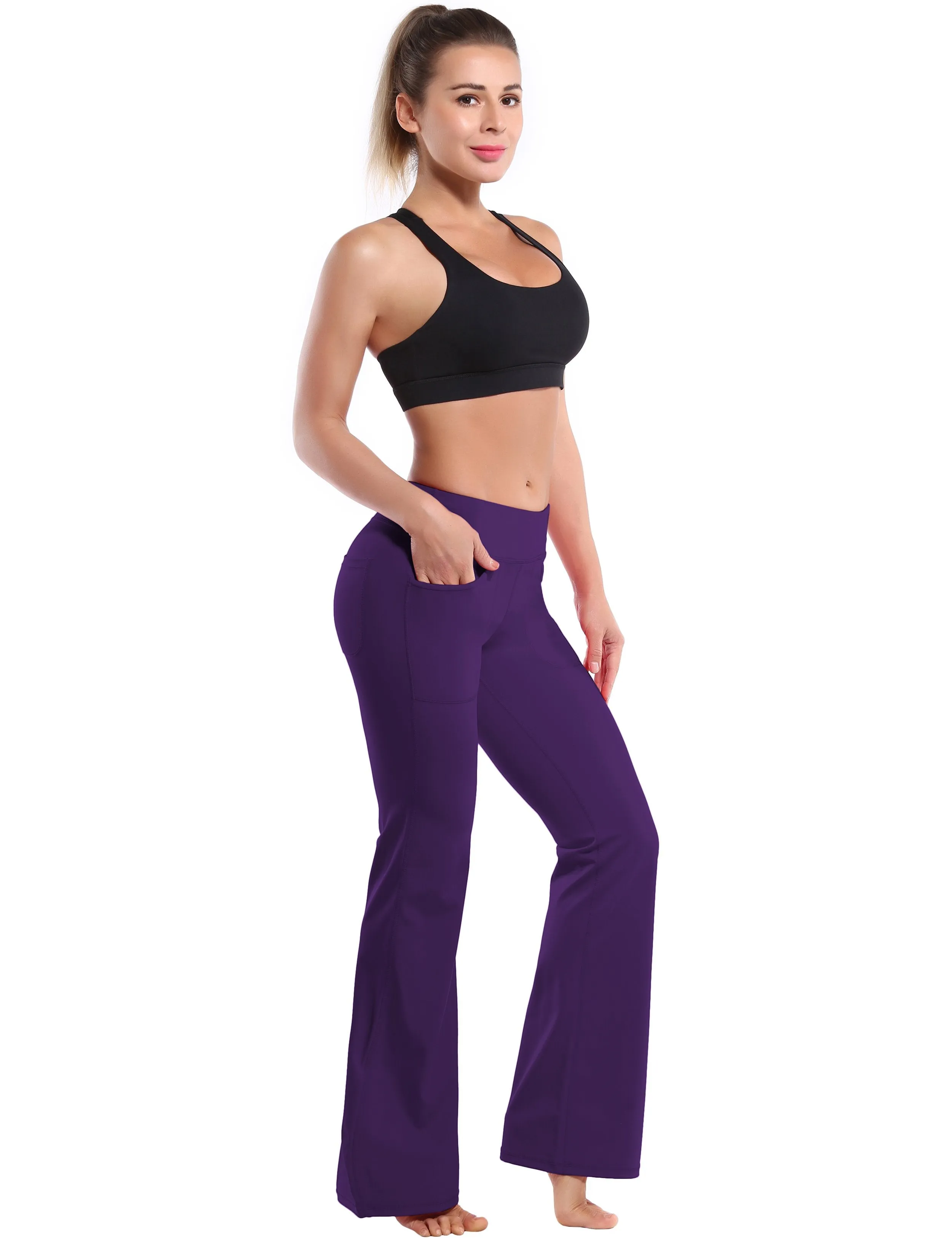 29" 31" 33" 35" Bootcut Leggings with Pockets eggplantpurple ins_Golf