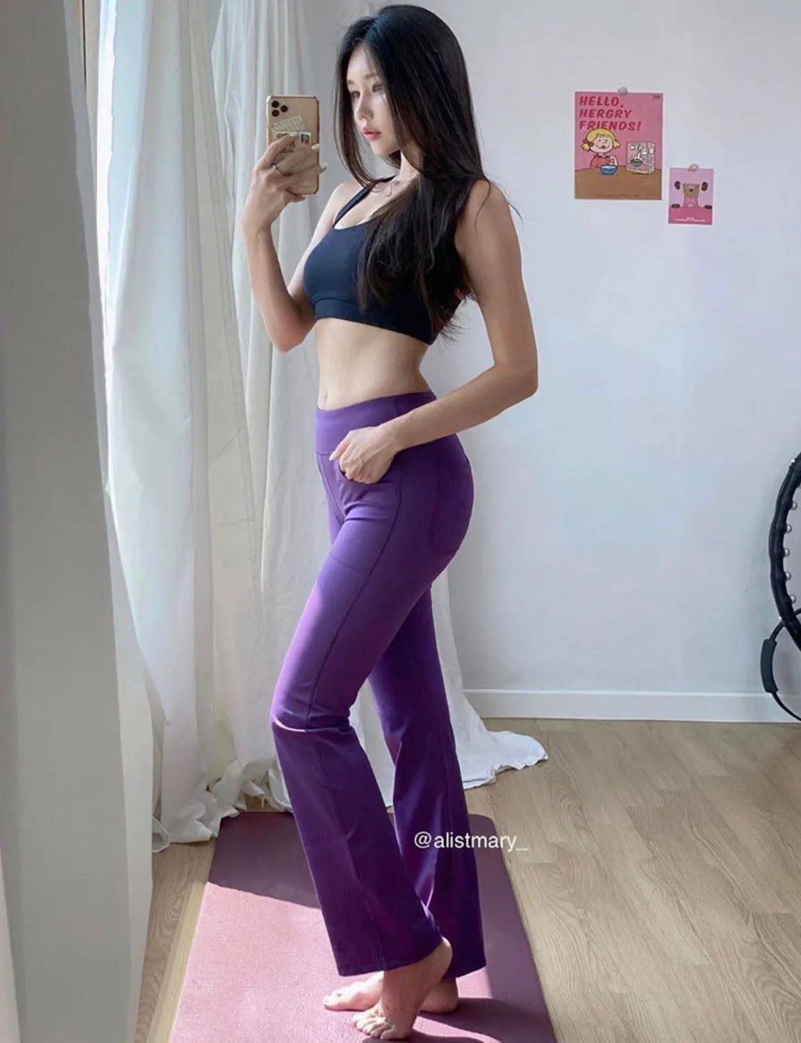 29" 31" 33" 35" Bootcut Leggings with Pockets eggplantpurple ins_Golf