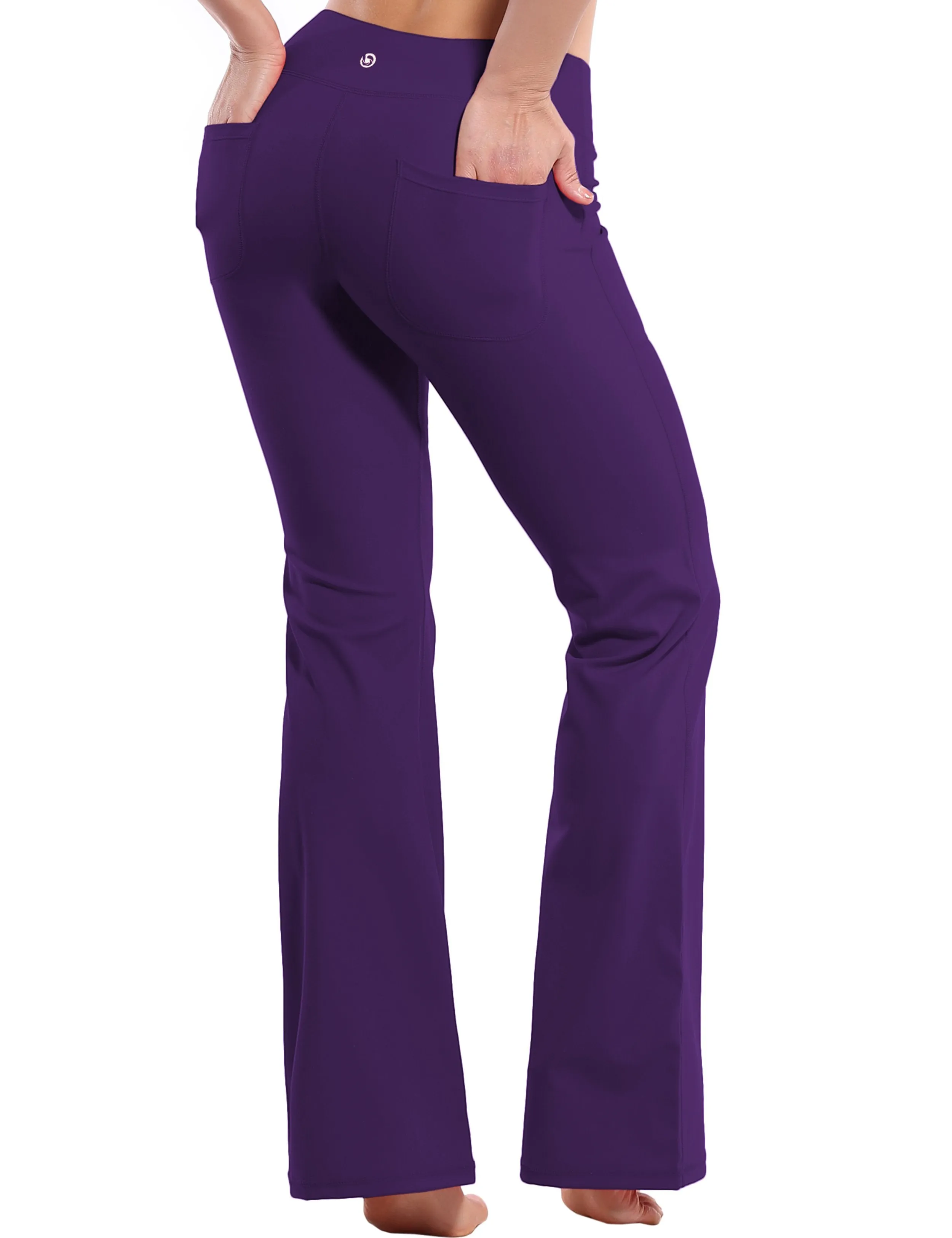 29" 31" 33" 35" Bootcut Leggings with Pockets eggplantpurple ins_Plus Size