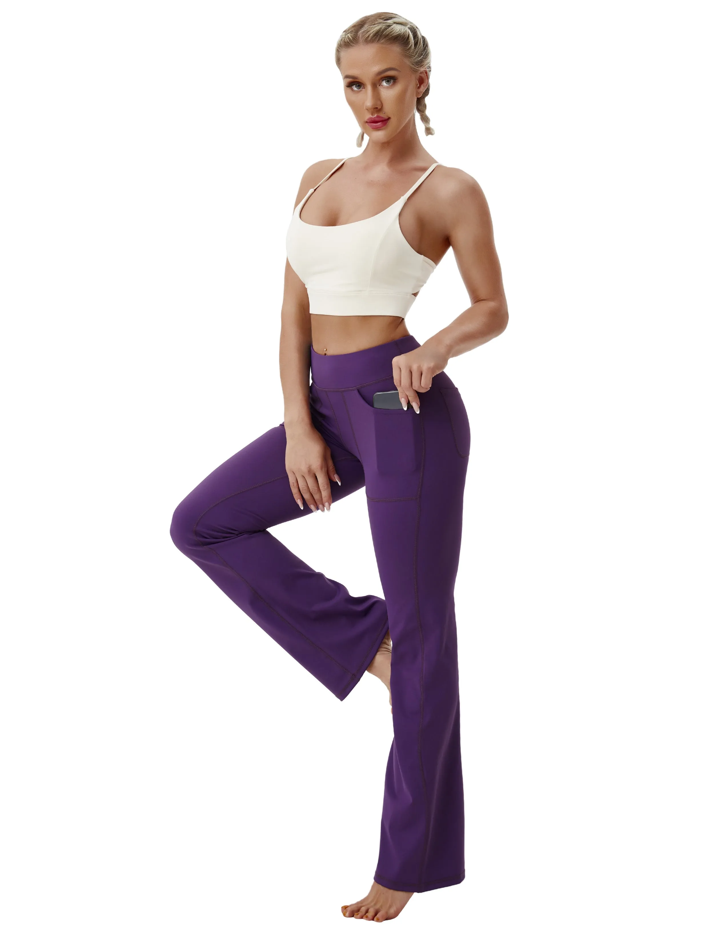 29" 31" 33" 35" Bootcut Leggings with Pockets eggplantpurple_Golf