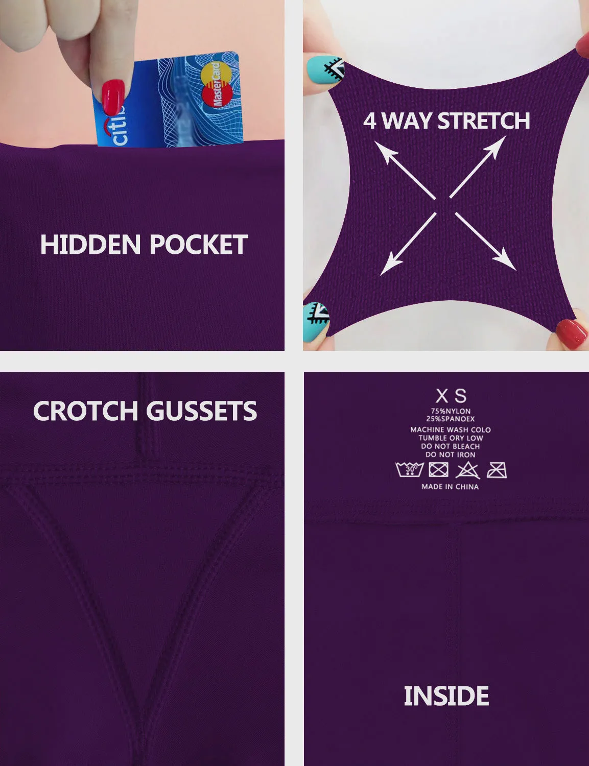 29" 31" 33" 35" Bootcut Leggings with Pockets eggplantpurple_Golf
