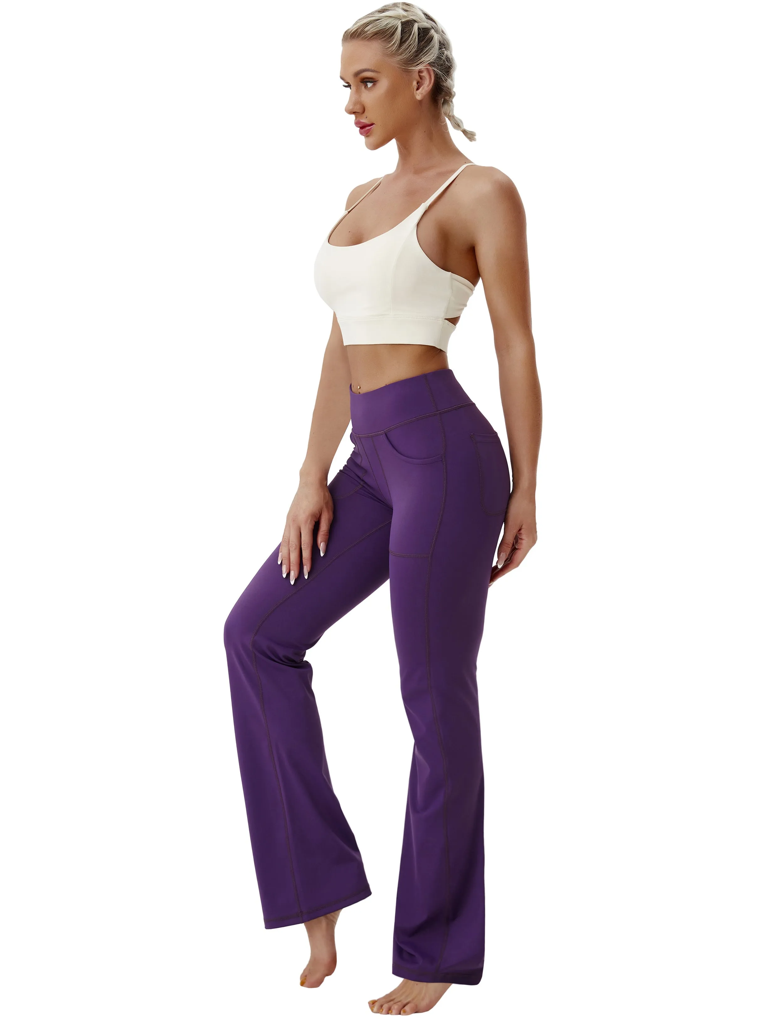 29" 31" 33" 35" Bootcut Leggings with Pockets eggplantpurple_Golf