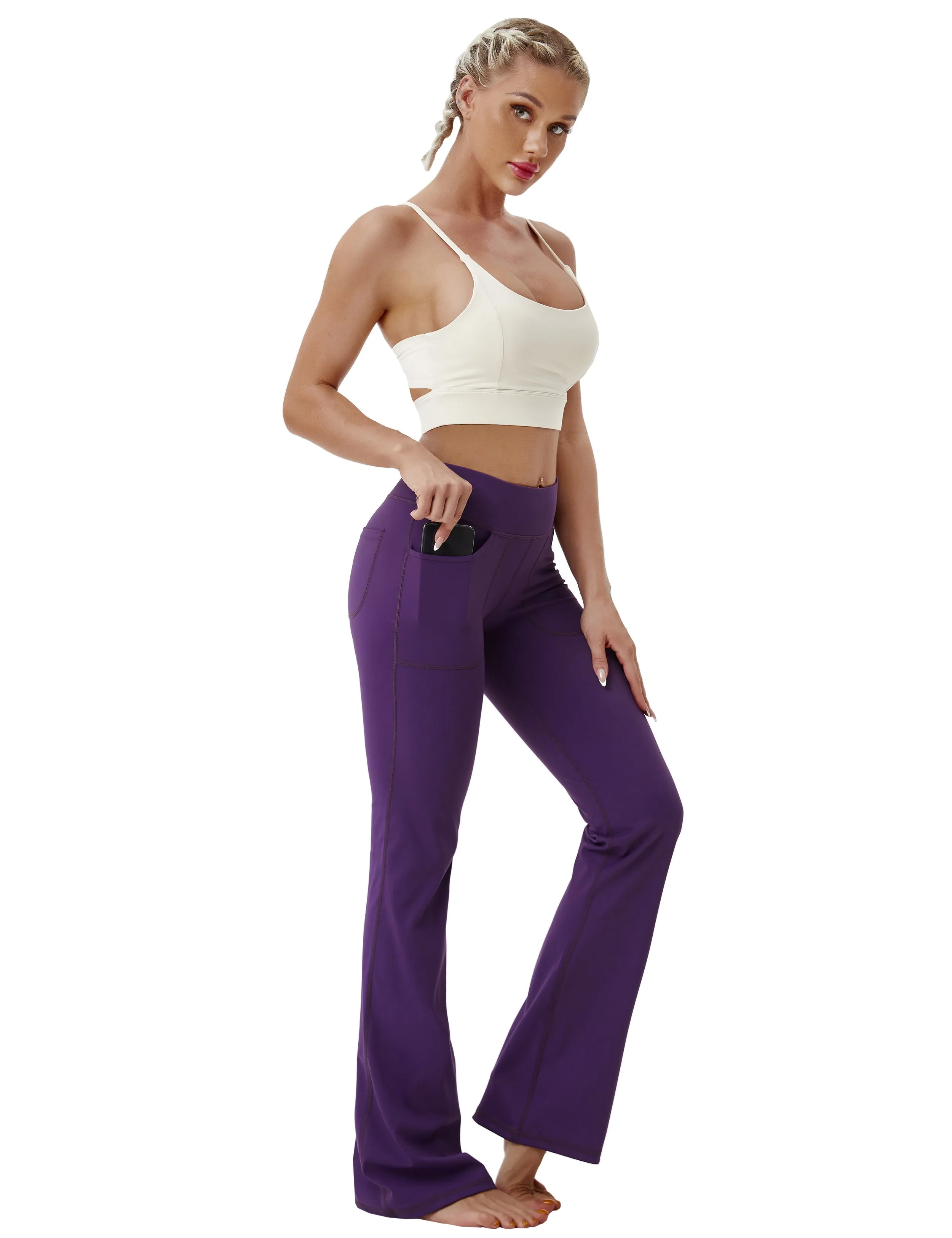 29" 31" 33" 35" Bootcut Leggings with Pockets eggplantpurple_Golf