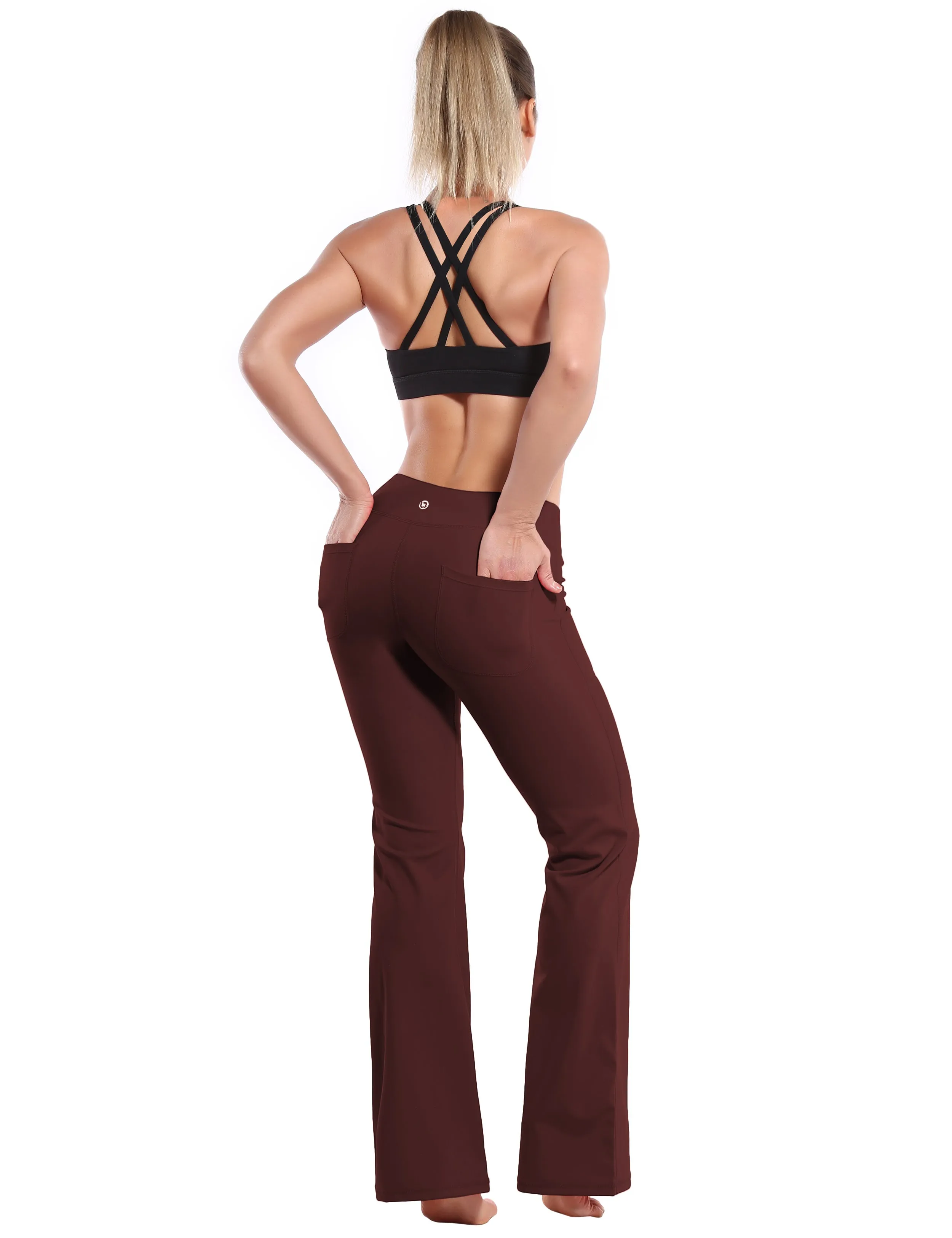 29" 31" 33" 35" Bootcut Leggings with Pockets mahoganymaroon ins_Plus Size
