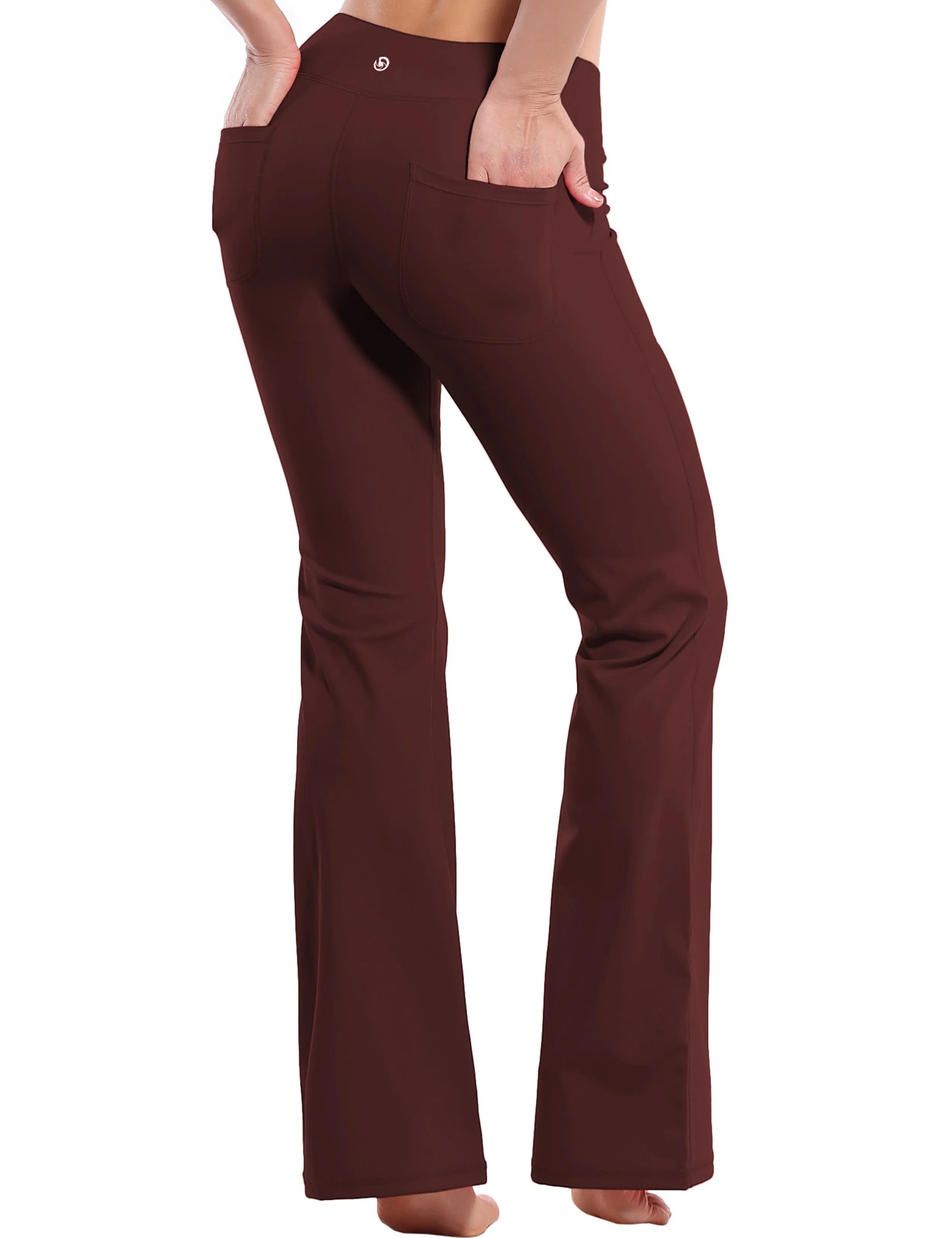 29" 31" 33" 35" Bootcut Leggings with Pockets mahoganymaroon ins_Plus Size