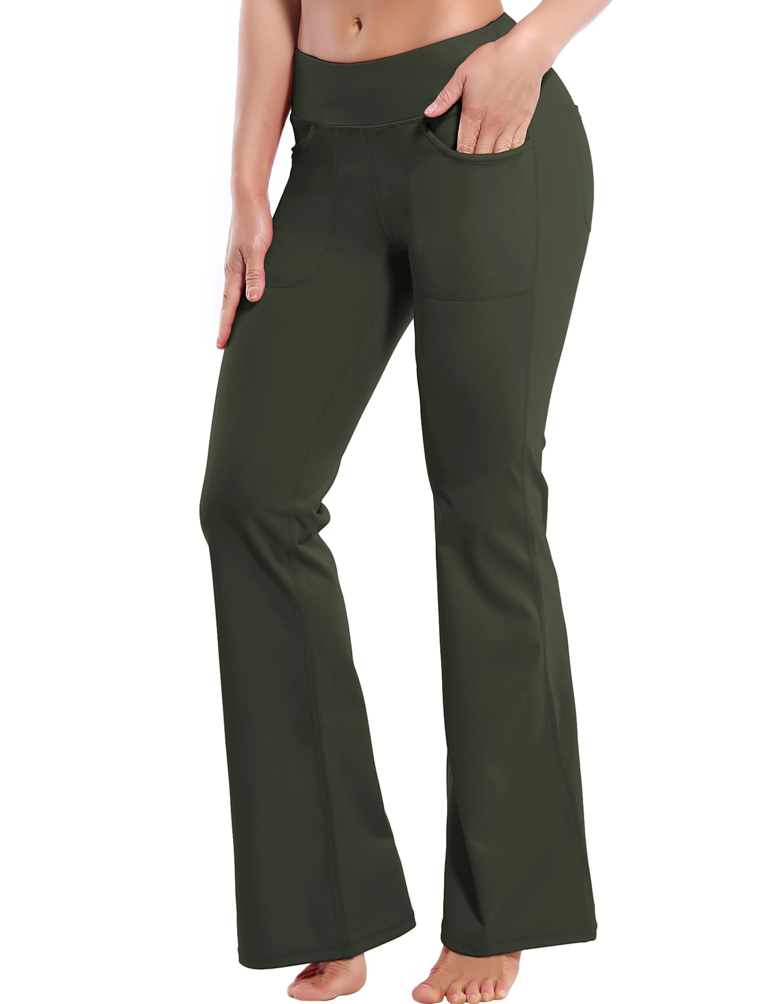 29" 31" 33" 35" Bootcut Leggings with Pockets olivegray ins_Tall Size
