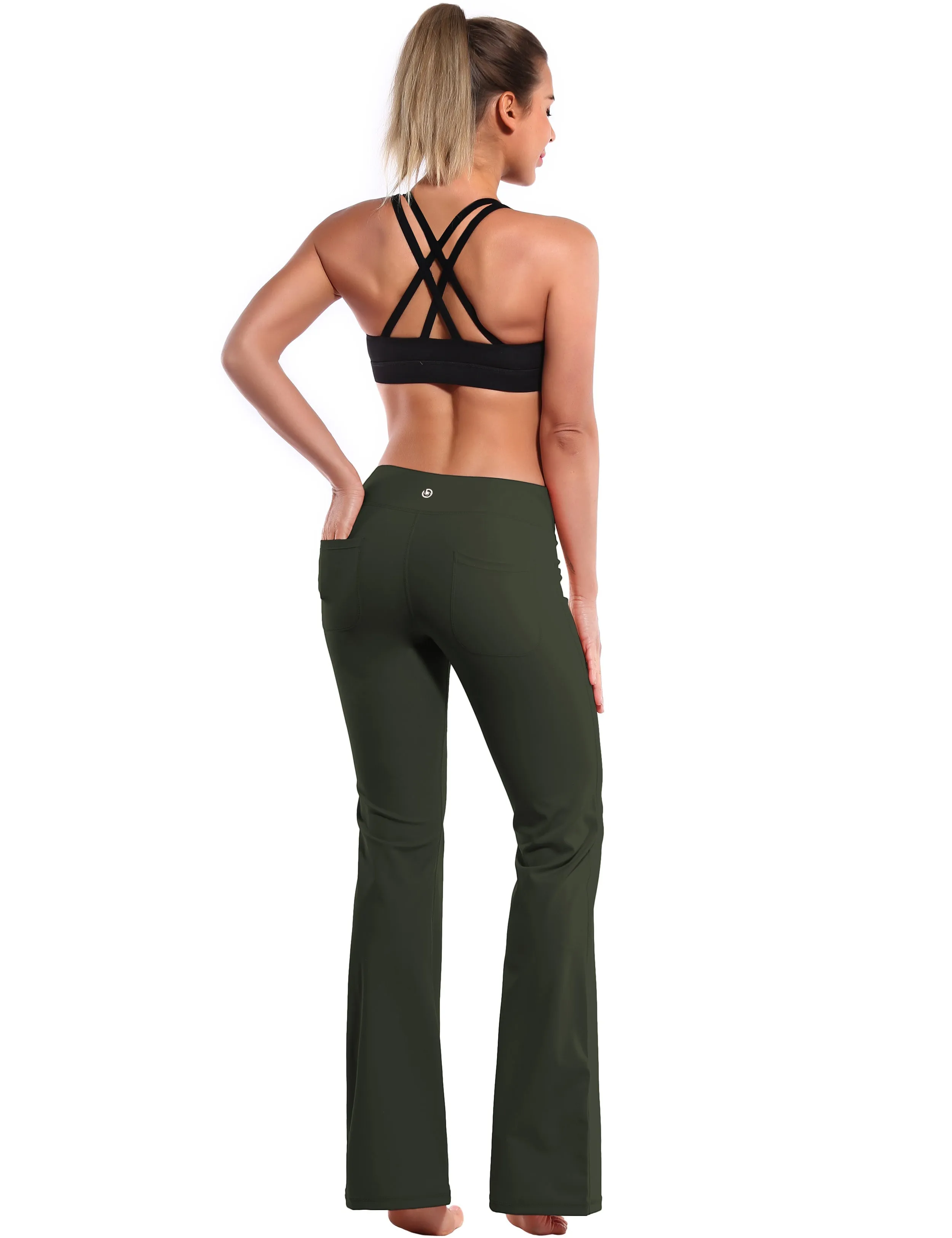 29" 31" 33" 35" Bootcut Leggings with Pockets olivegray ins_Tall Size