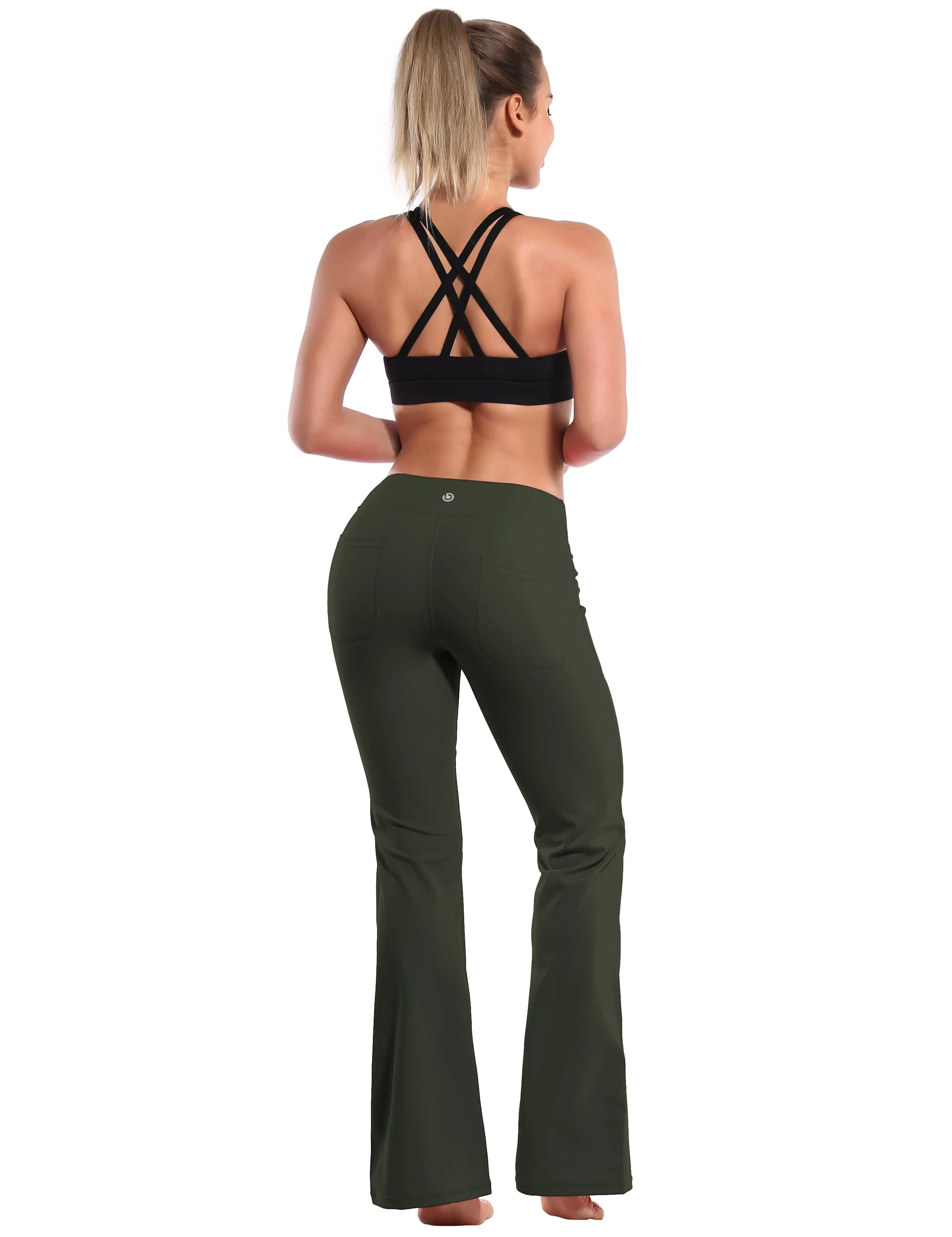 29" 31" 33" 35" Bootcut Leggings with Pockets olivegray ins_Tall Size