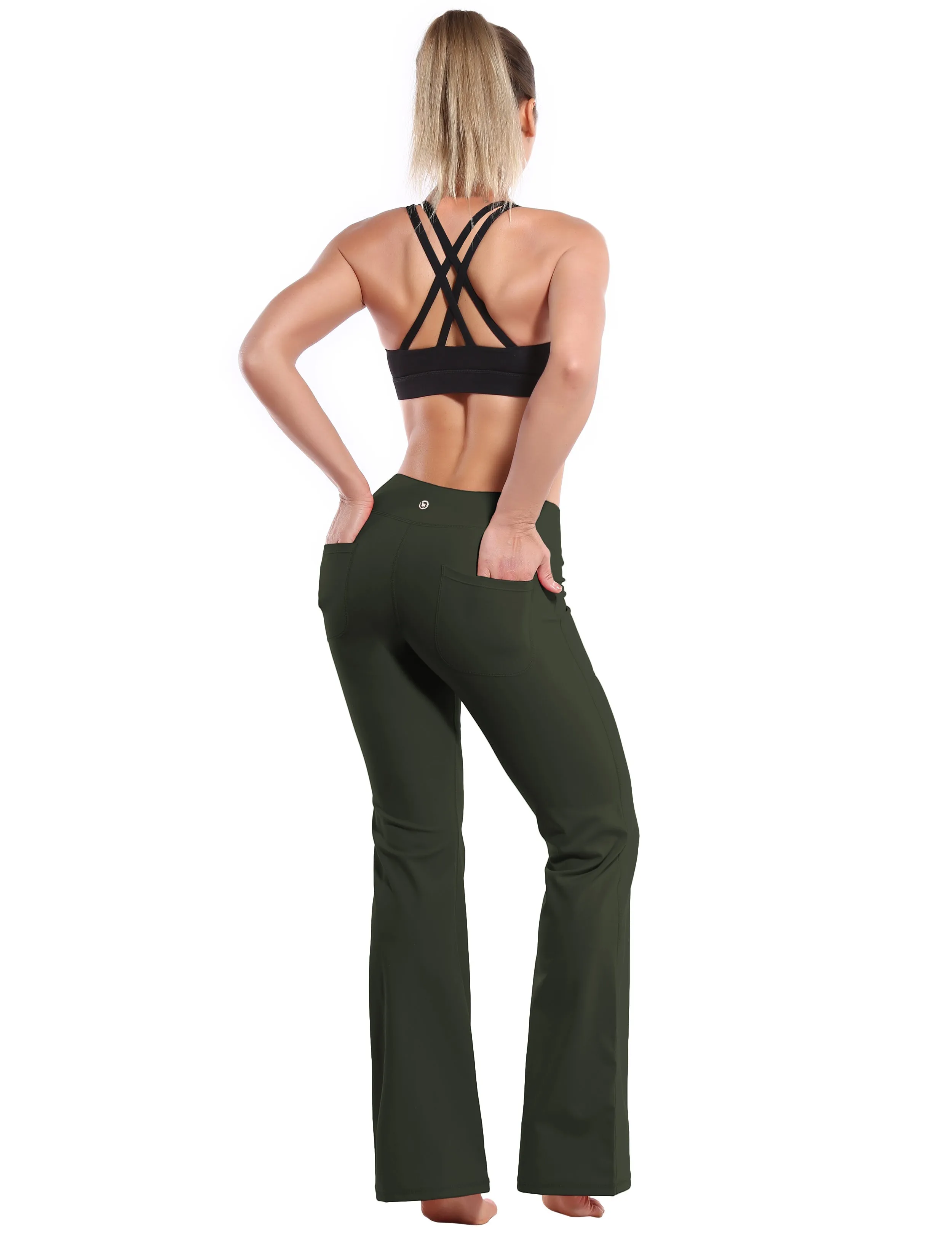 29" 31" 33" 35" Bootcut Leggings with Pockets olivegray_Tall Size
