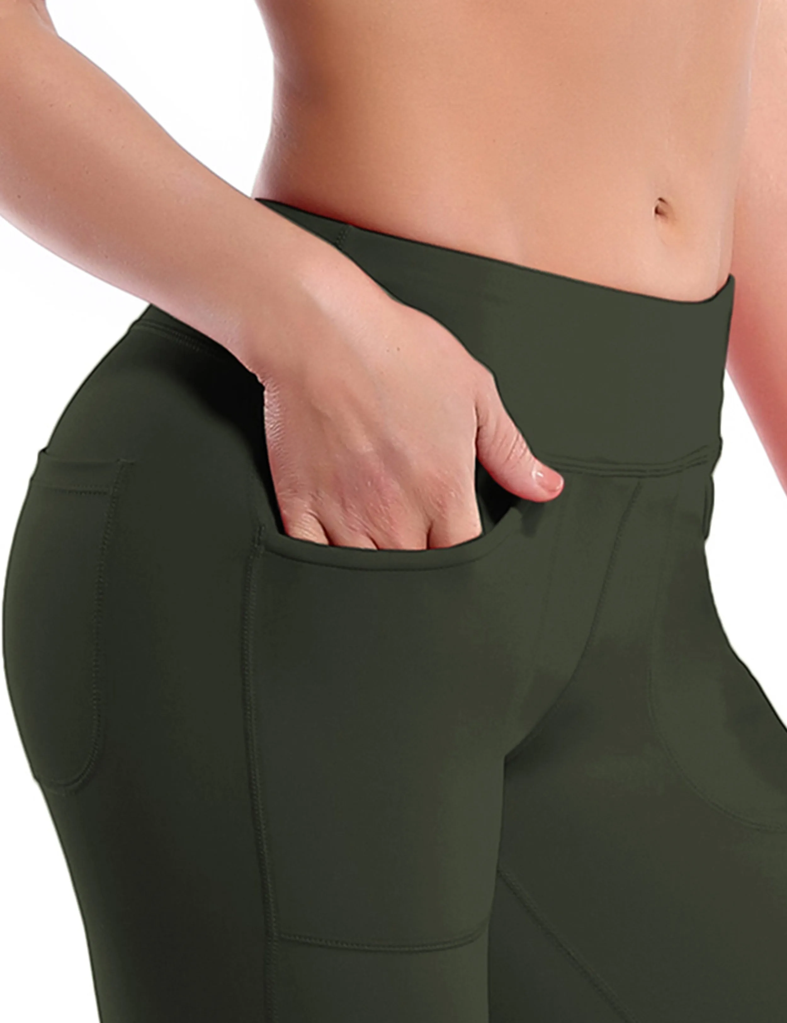 29" 31" 33" 35" Bootcut Leggings with Pockets olivegray_yogastudio