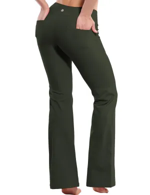 29" 31" 33" 35" Bootcut Leggings with Pockets olivegray_yogastudio