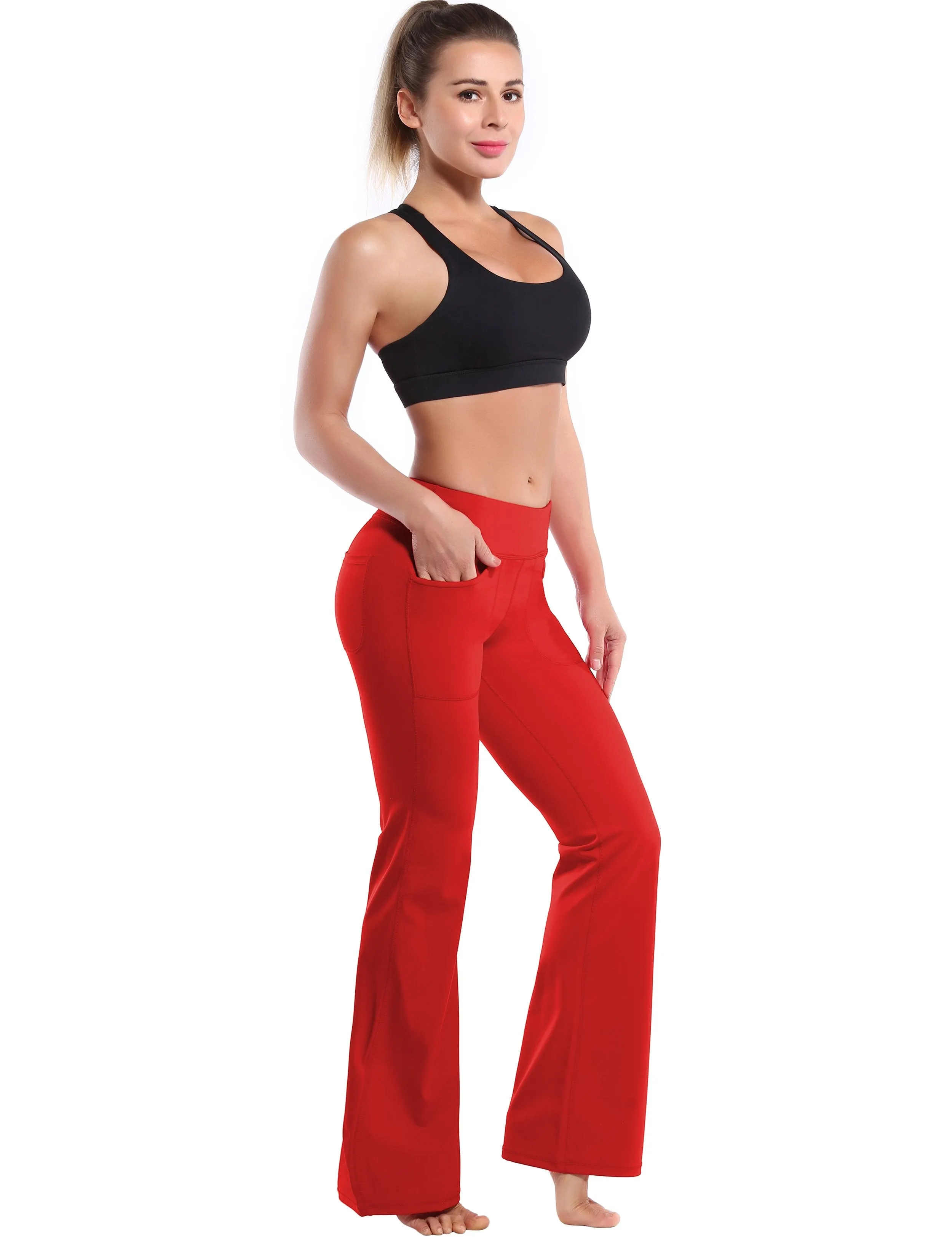 29" 31" 33" 35" Bootcut Leggings with Pockets scarlet ins_Tall Size