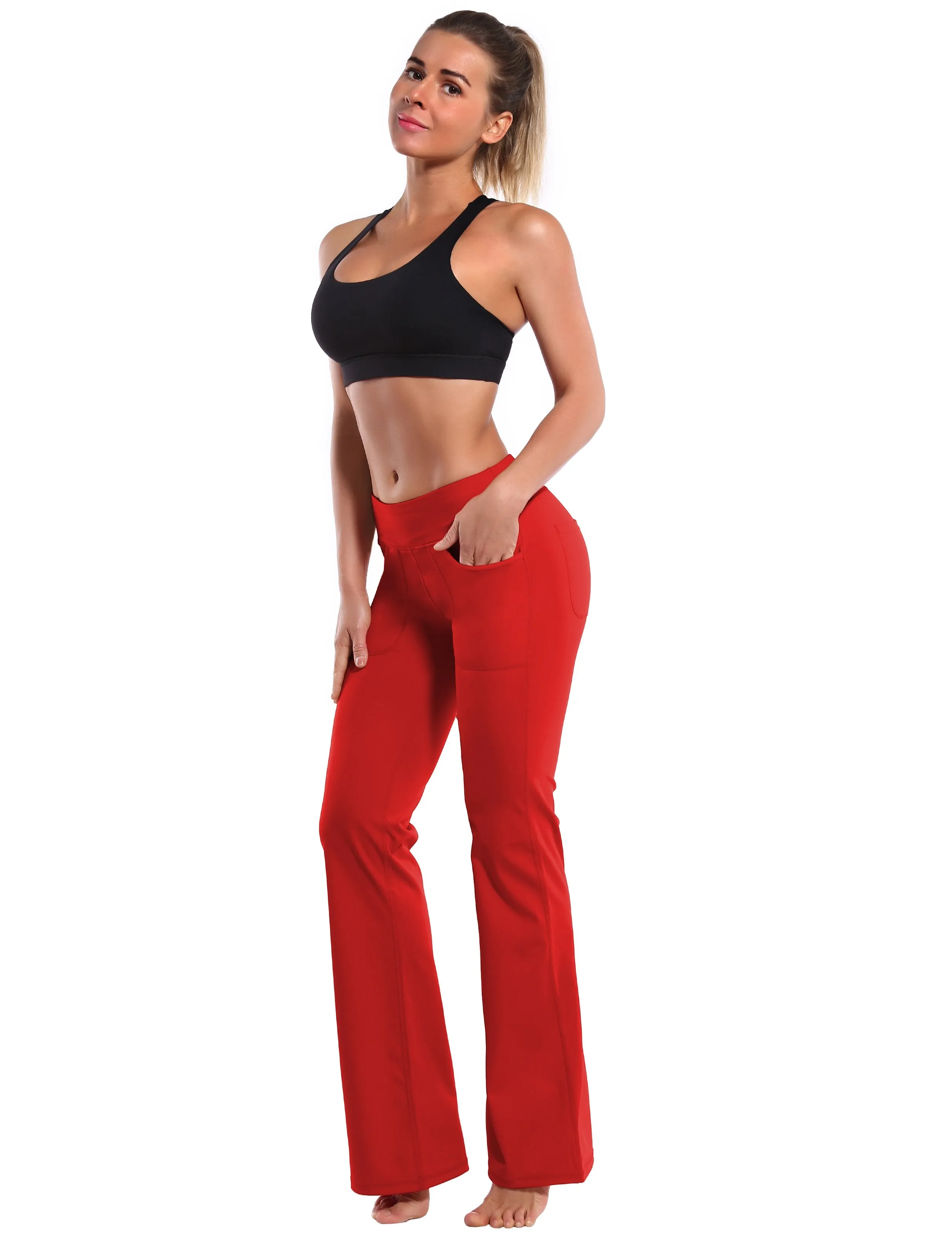 29" 31" 33" 35" Bootcut Leggings with Pockets scarlet ins_Tall Size