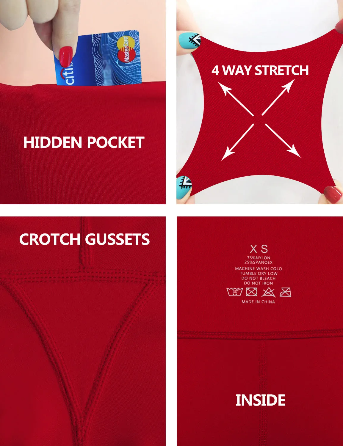 29" 31" 33" 35" Bootcut Leggings with Pockets scarlet_Jogging