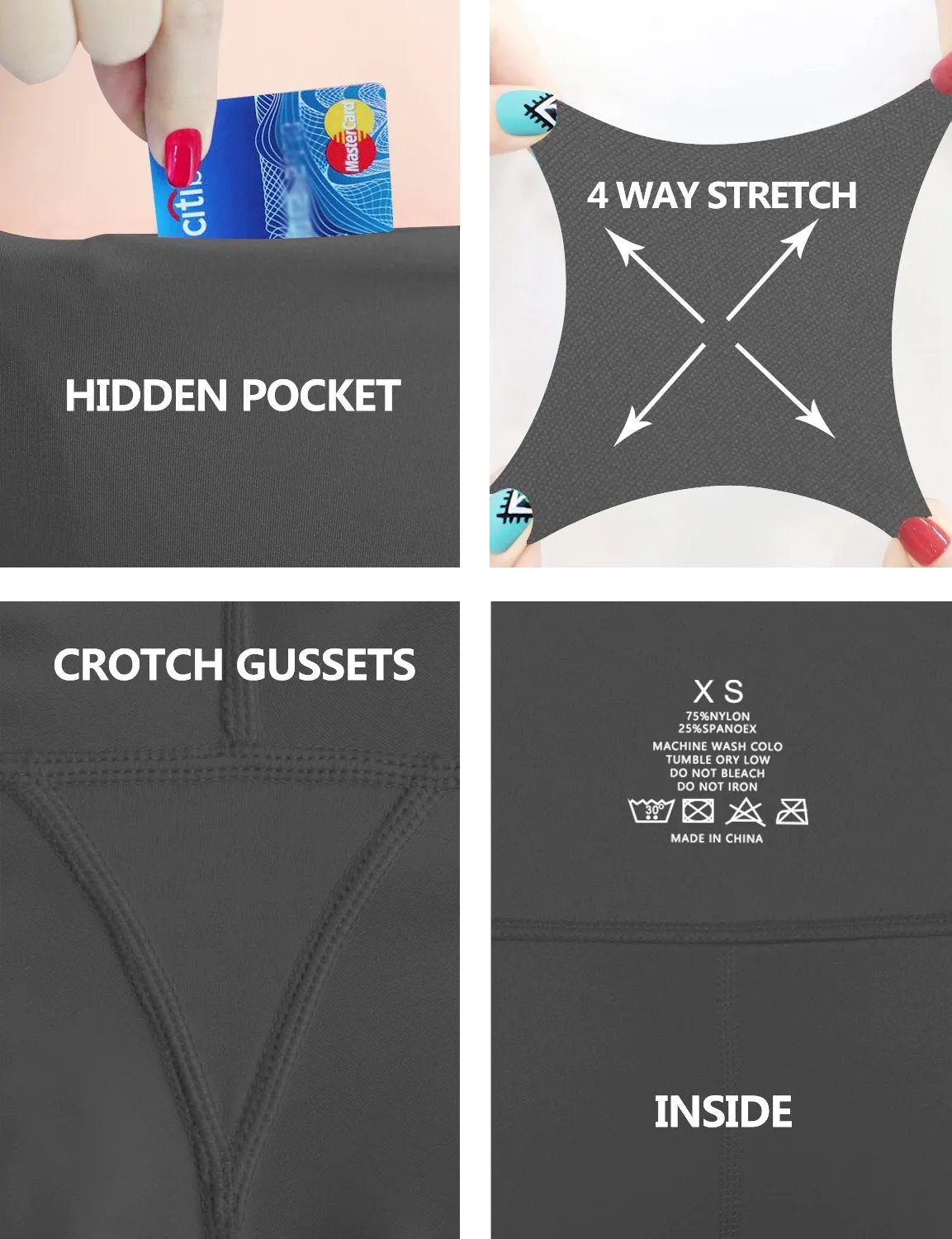 29" 31" 33" 35" Bootcut Leggings with Pockets shadowcharcoal ins_Biking