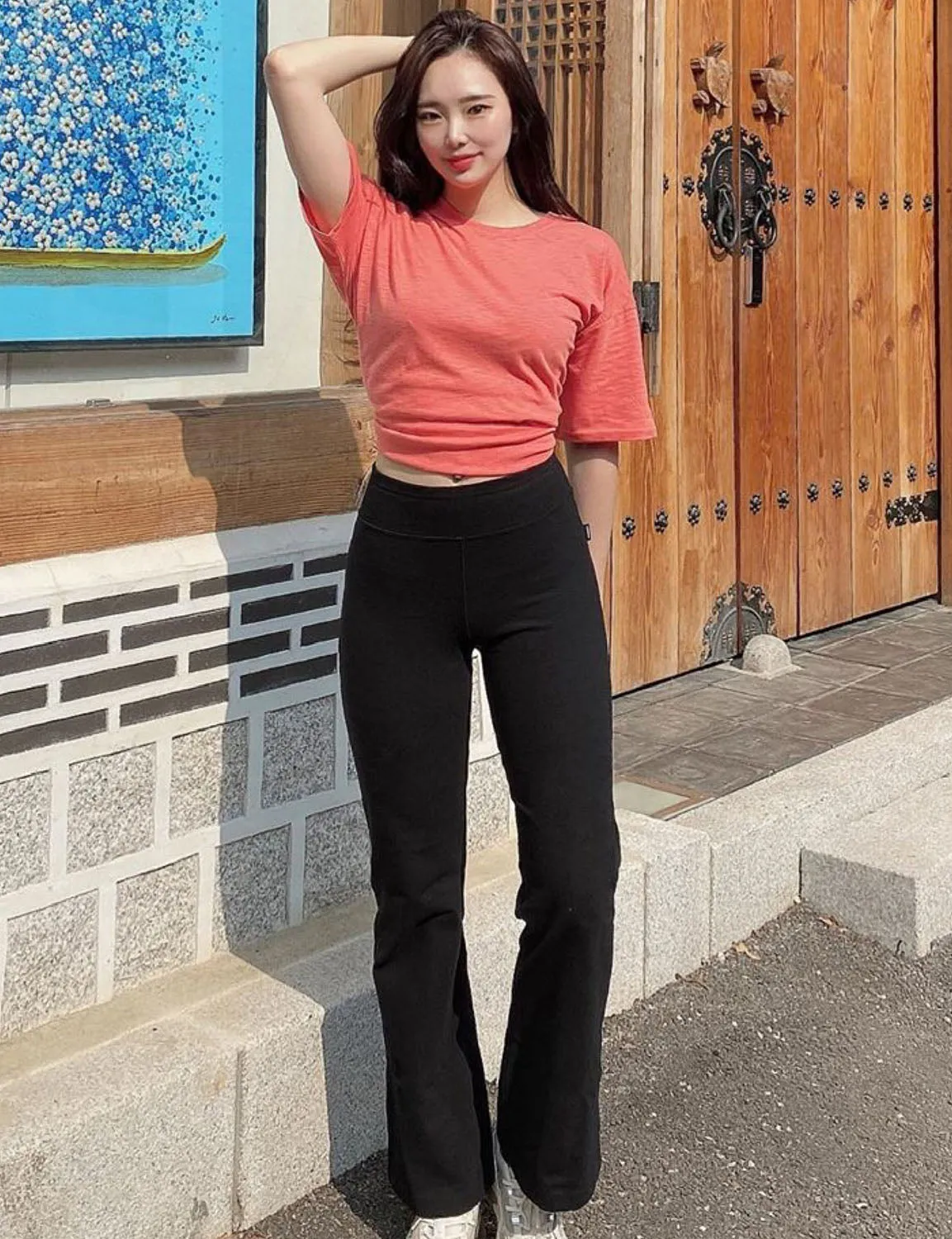 29" 31" 33" 35" Cotton Bootcut Leggings black ins_Gym