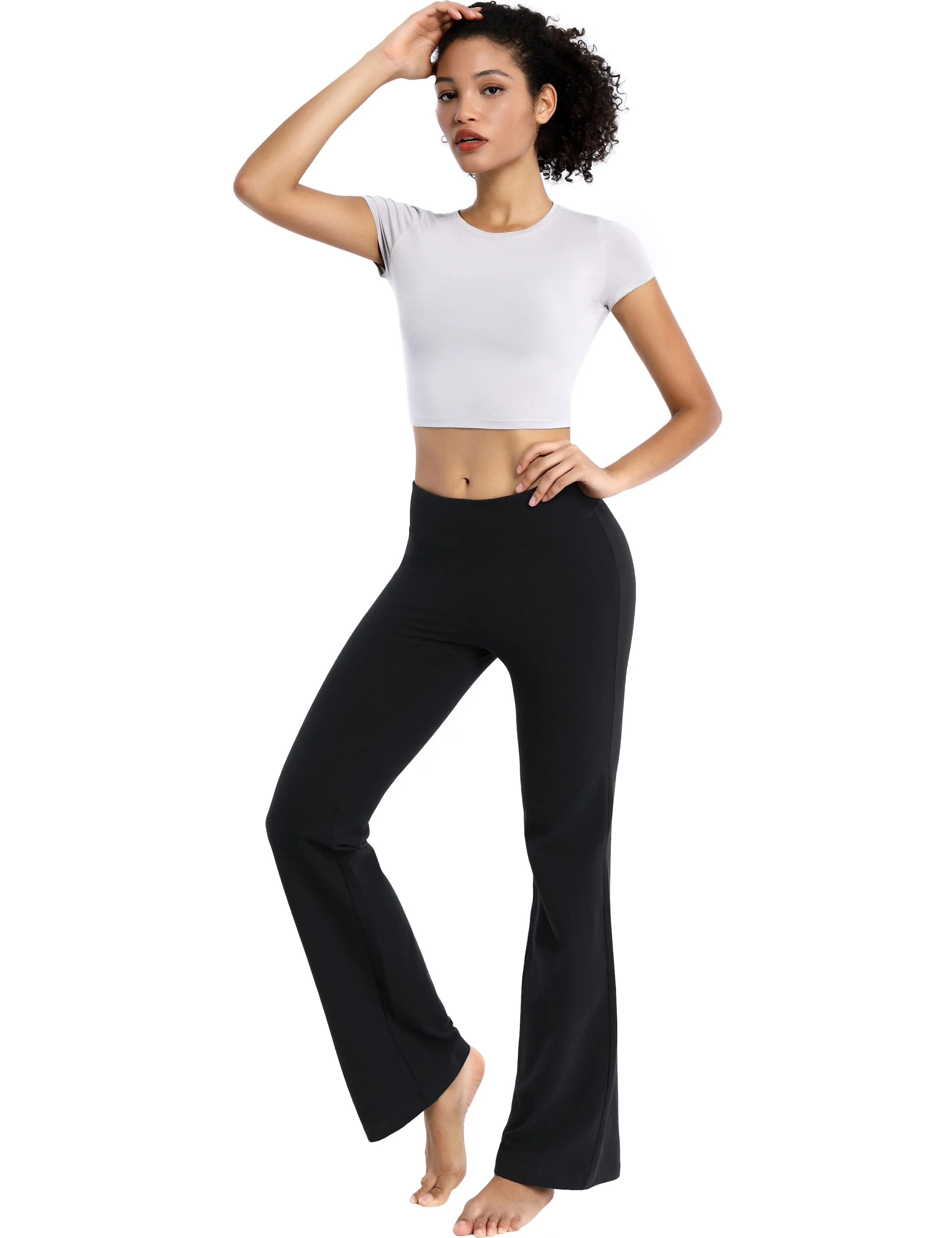 29" 31" 33" 35" Cotton Bootcut Leggings black ins_Gym