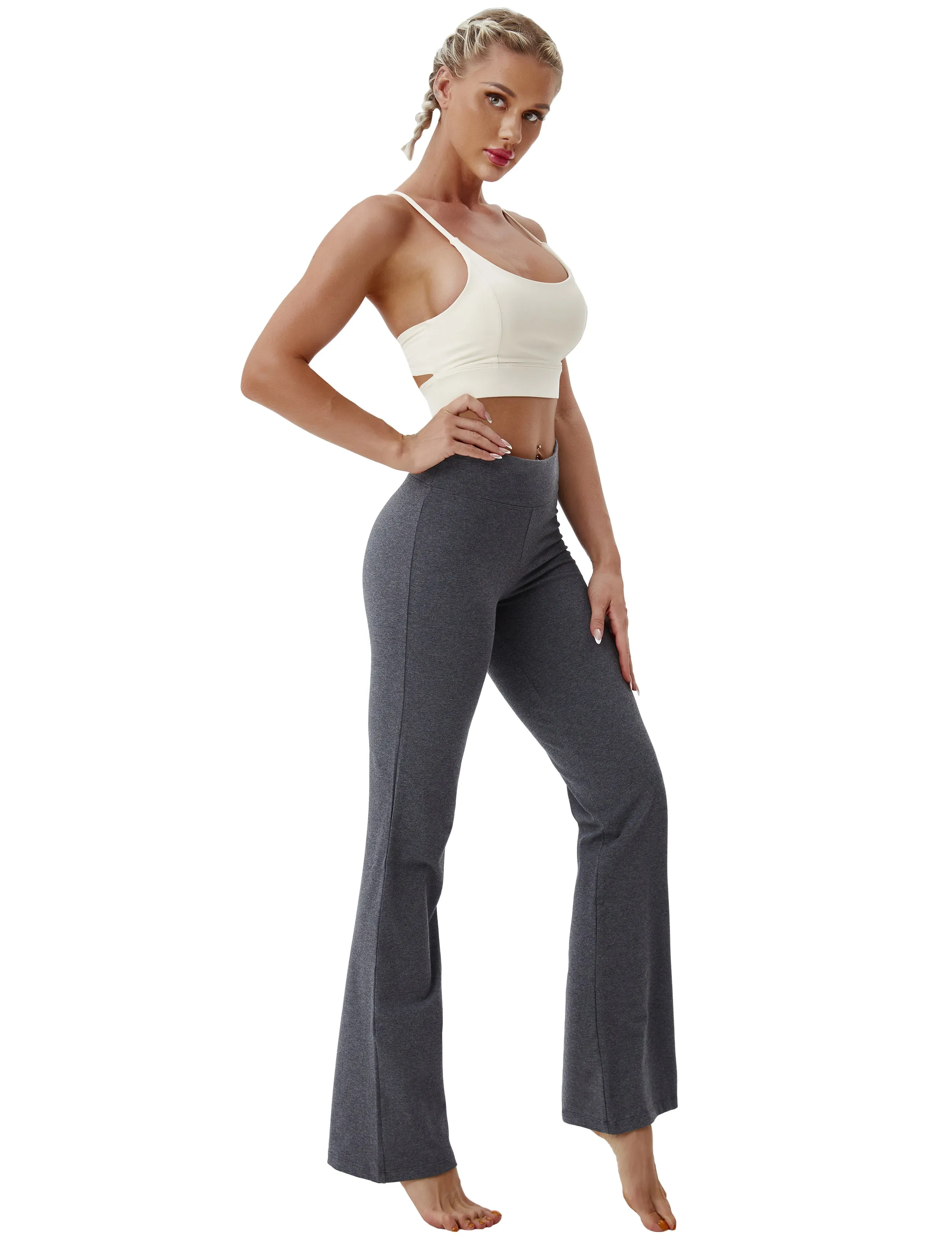 29" 31" 33" 35" Cotton Bootcut Leggings heathercharcoal_Jogging