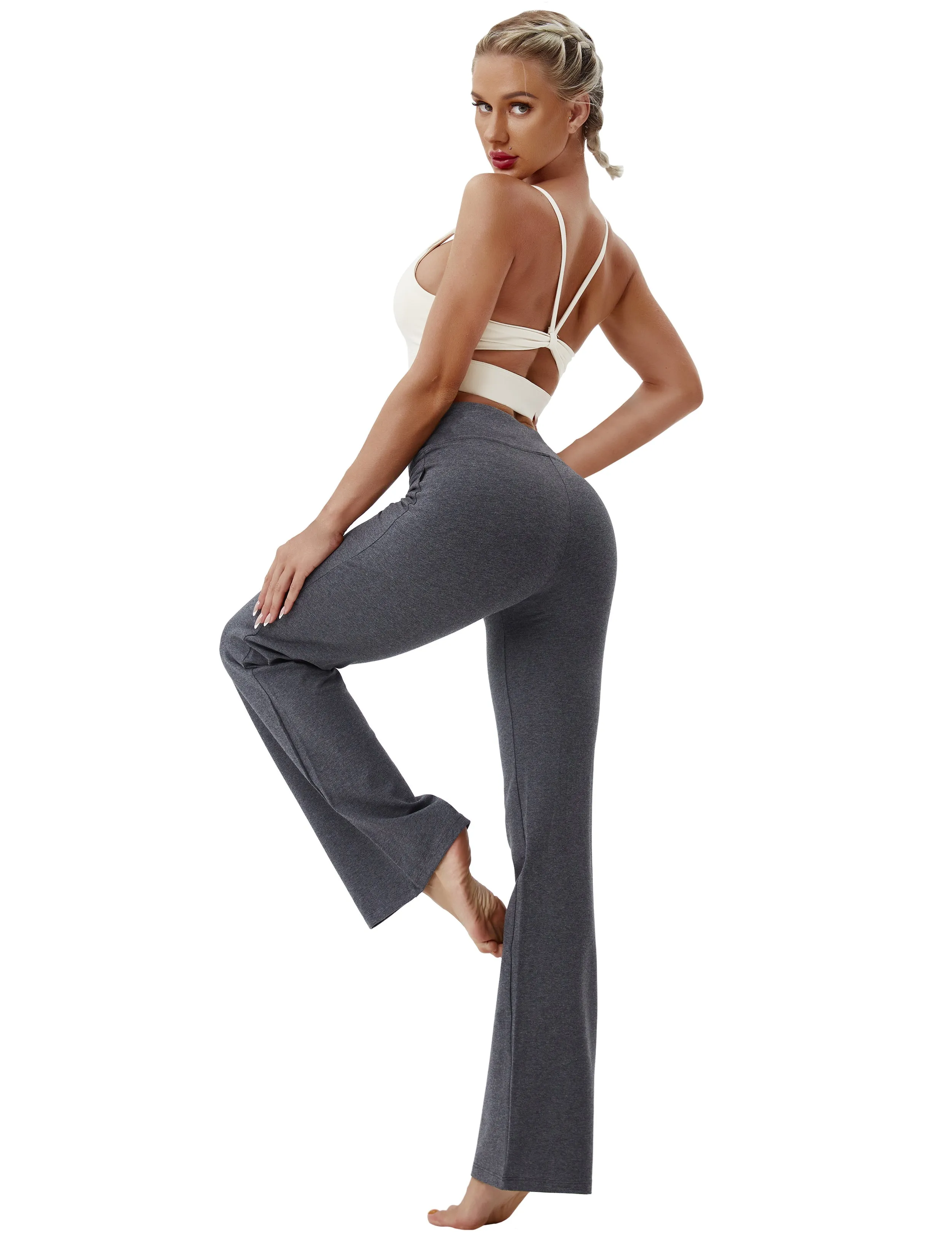 29" 31" 33" 35" Cotton Bootcut Leggings heathercharcoal_Jogging