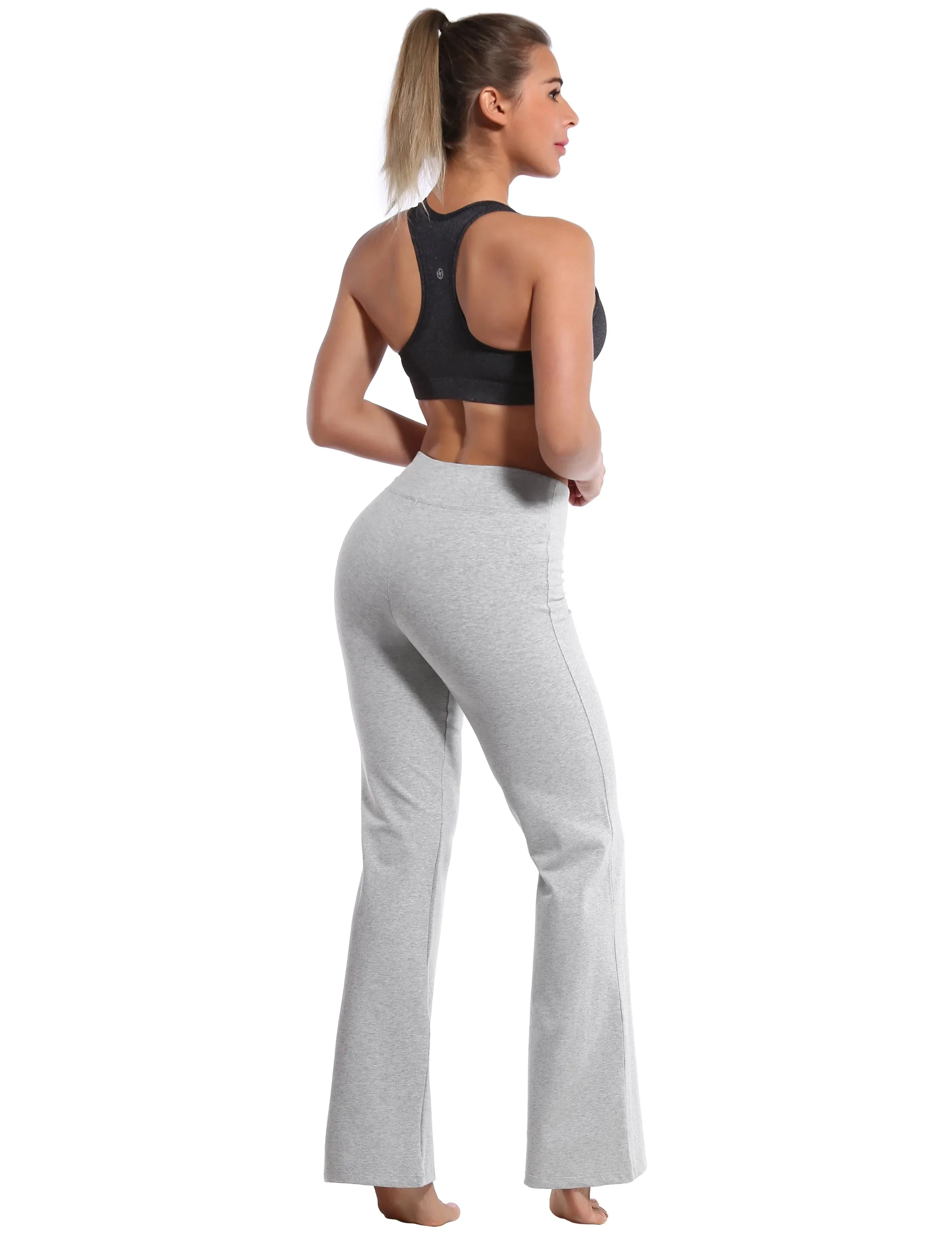 29" 31" 33" 35" Cotton Bootcut Leggings heathergray_yogastudio