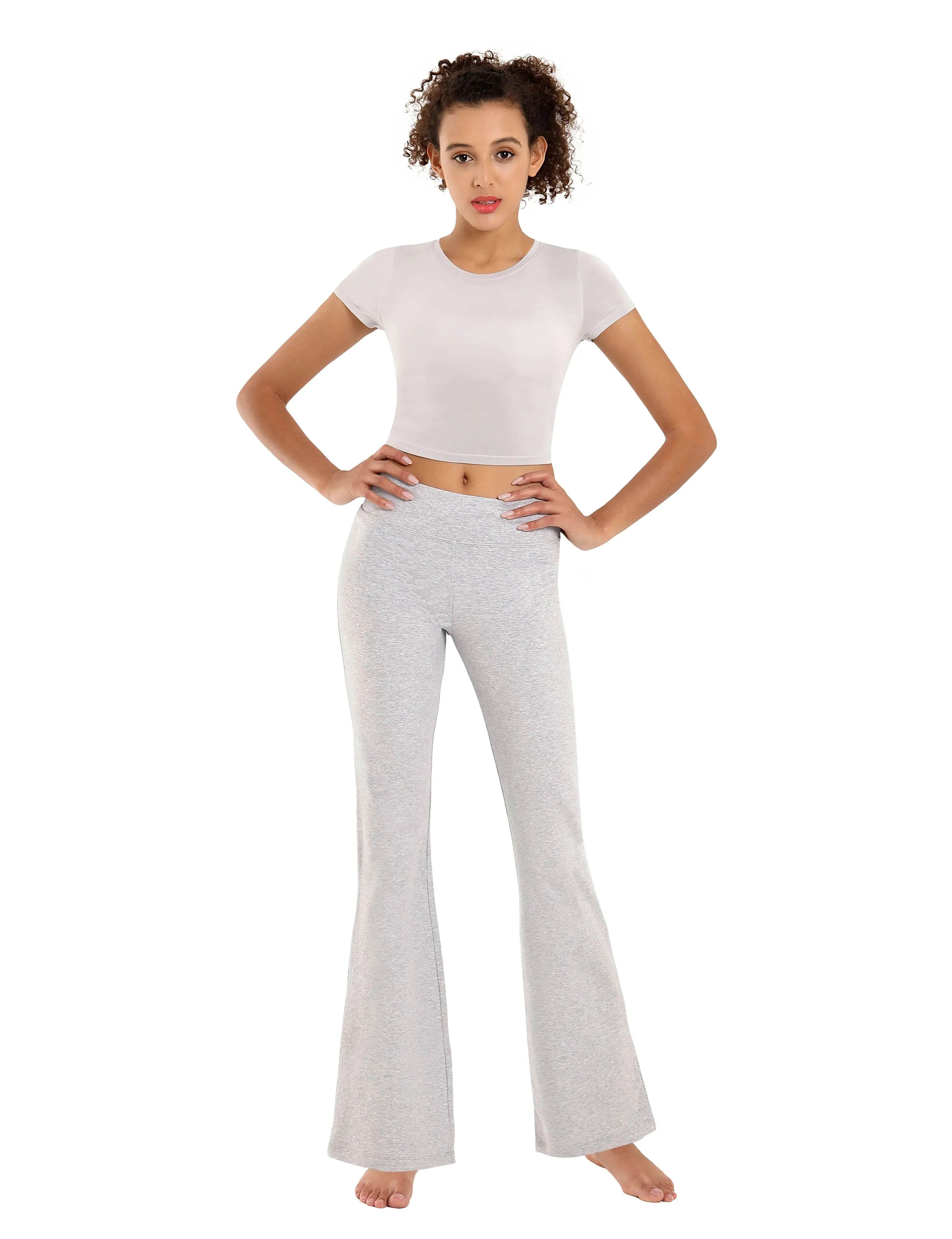 29" 31" 33" 35" Cotton Bootcut Leggings heathergray_yogastudio