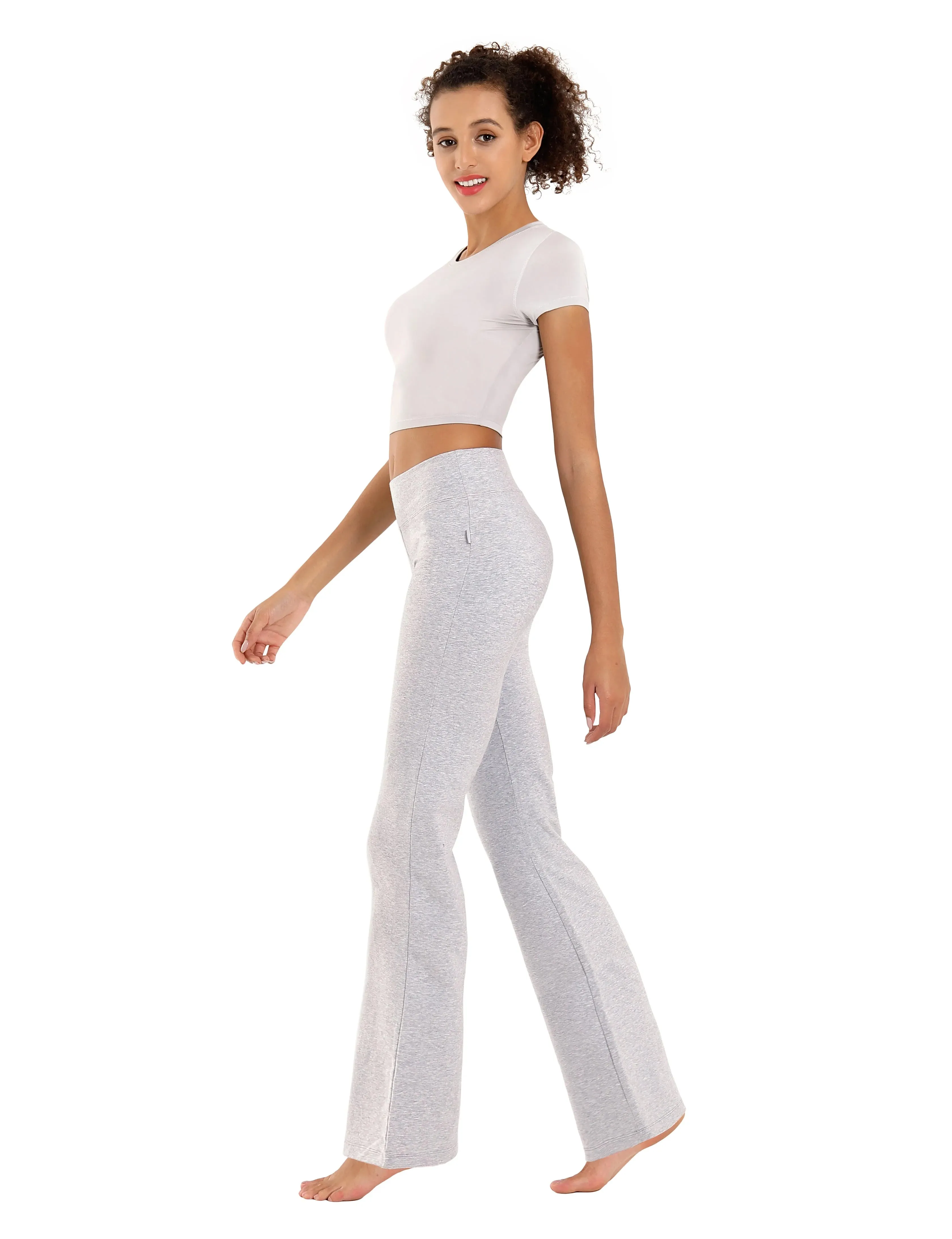 29" 31" 33" 35" Cotton Bootcut Leggings heathergray_yogastudio