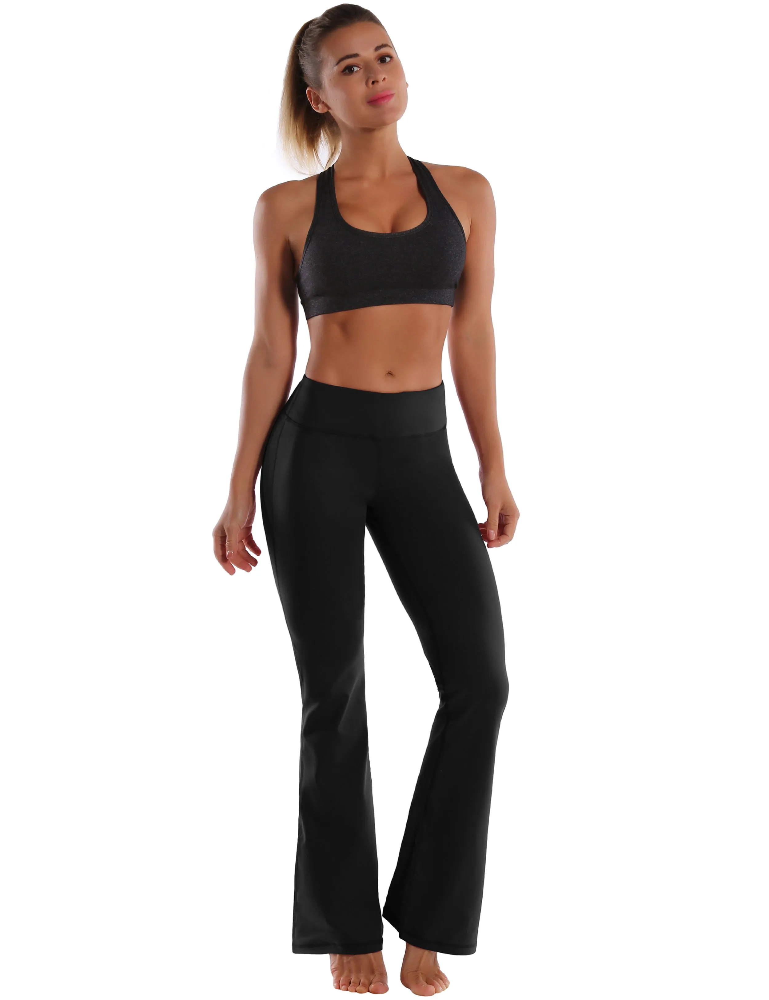 29" 31" 33" 35" Cotton Nylon Bootcut Leggings Black ins_Biking
