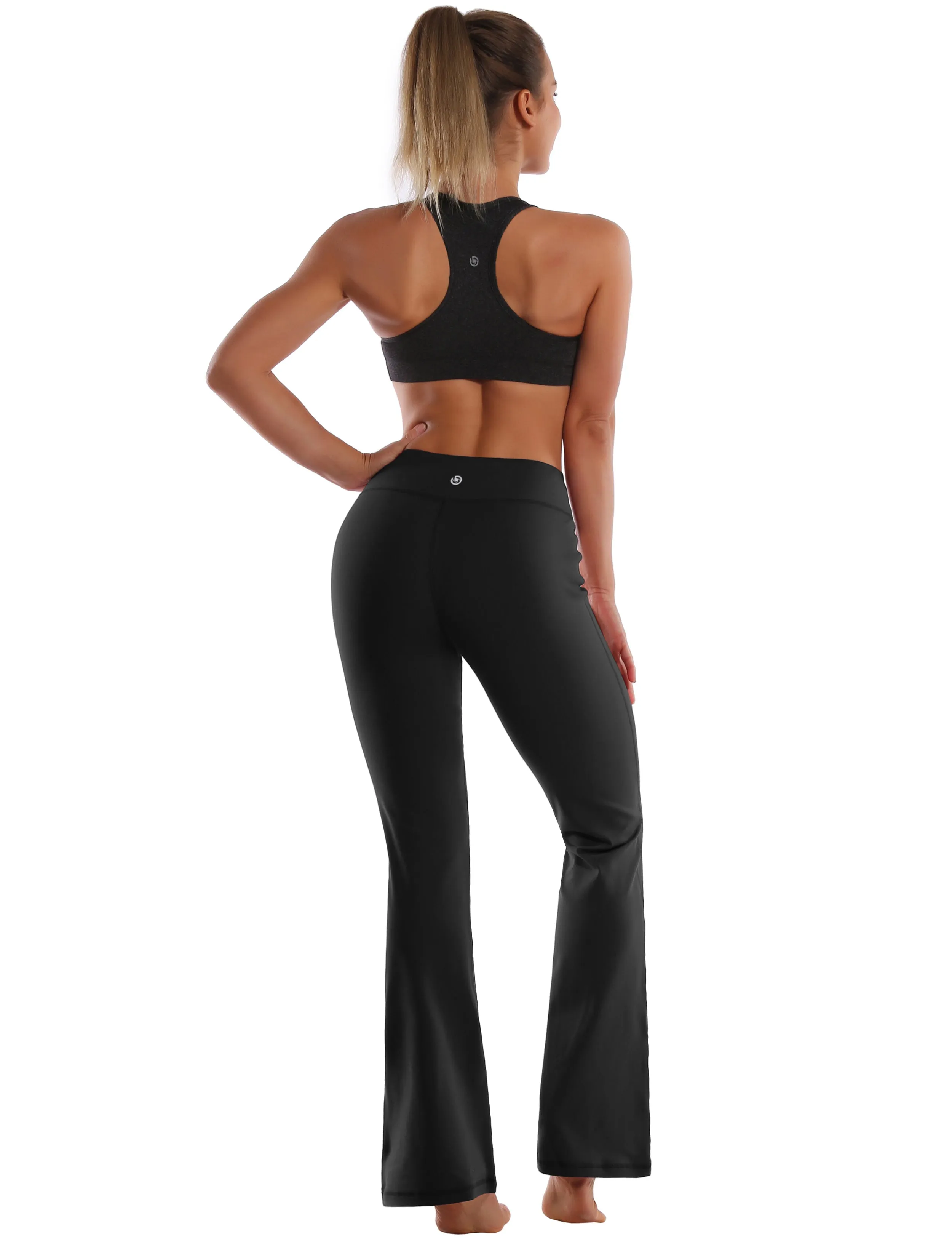 29" 31" 33" 35" Cotton Nylon Bootcut Leggings Black ins_Biking
