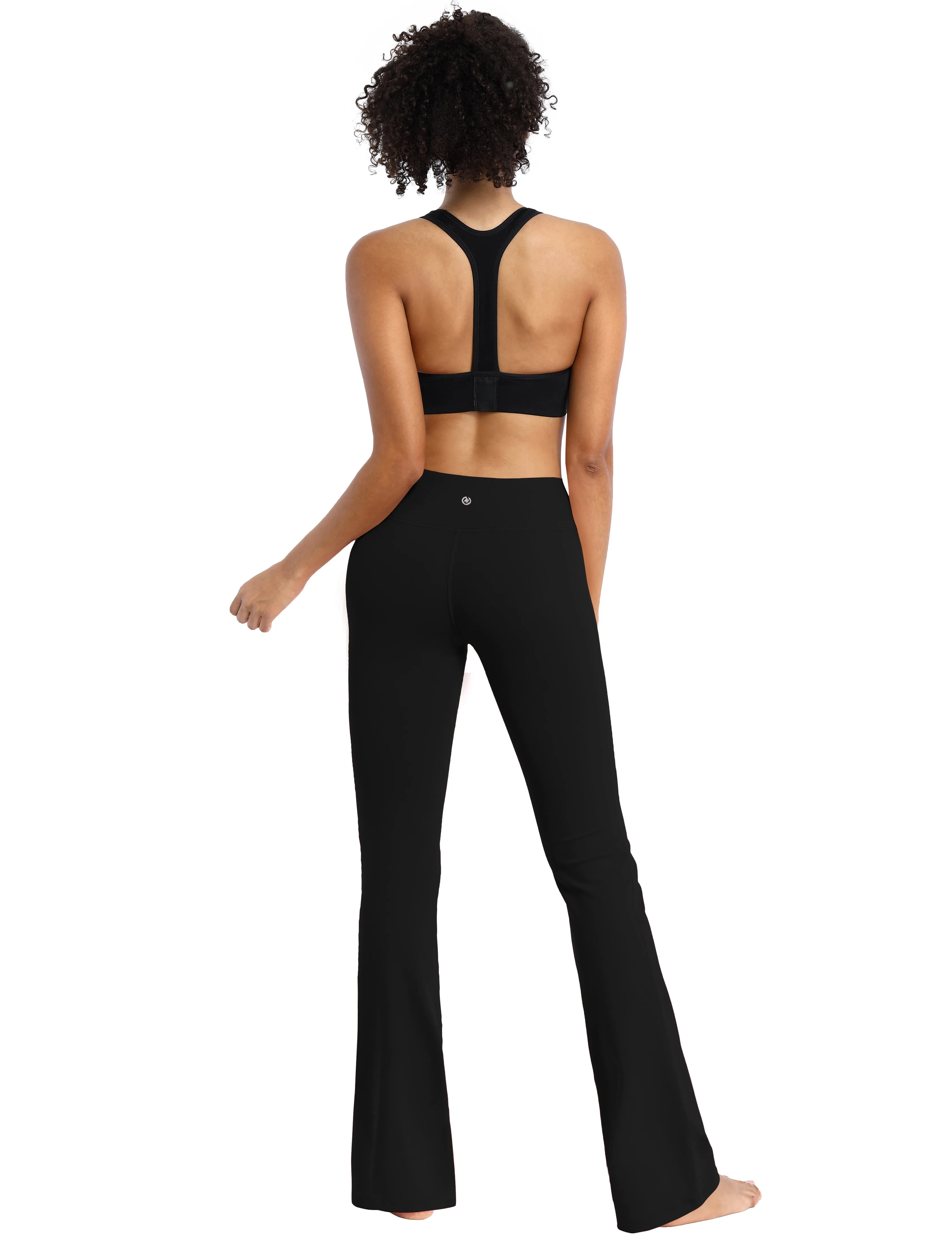 29" 31" 33" 35" Cotton Nylon Bootcut Leggings Black ins_Biking