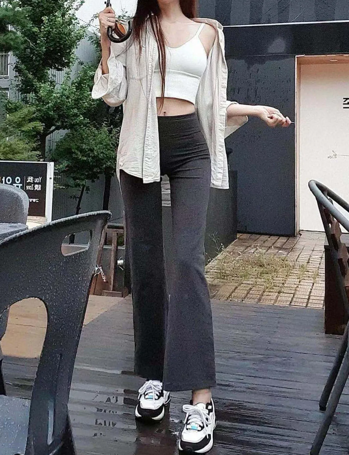 29" 31" 33" 35" Cotton Nylon Bootcut Leggings Black ins_Jogging