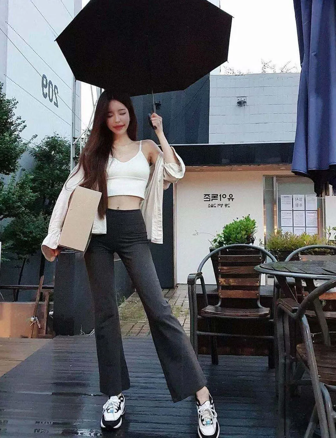 29" 31" 33" 35" Cotton Nylon Bootcut Leggings Black ins_Jogging