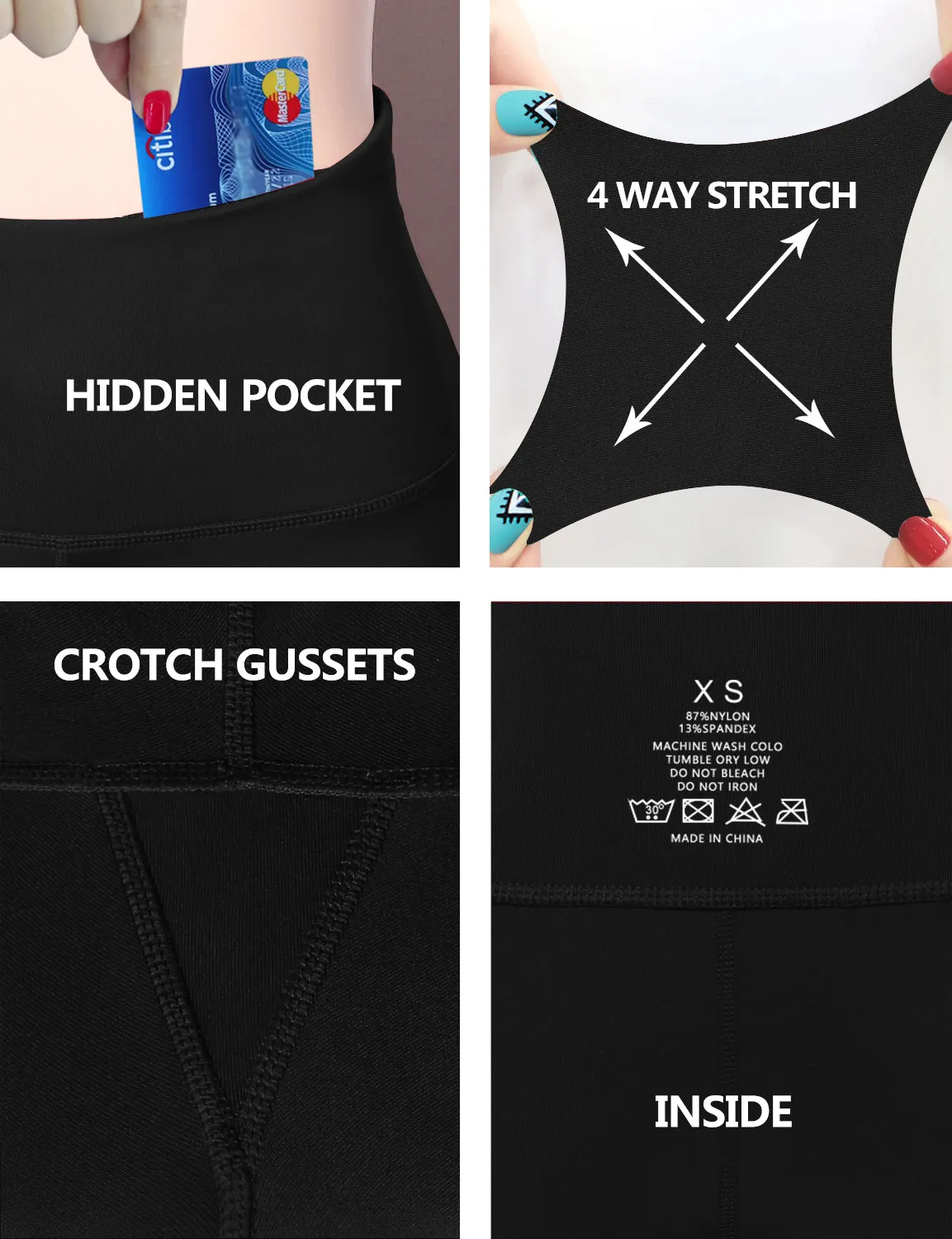 29" 31" 33" 35" Cotton Nylon Bootcut Leggings Black_Gym