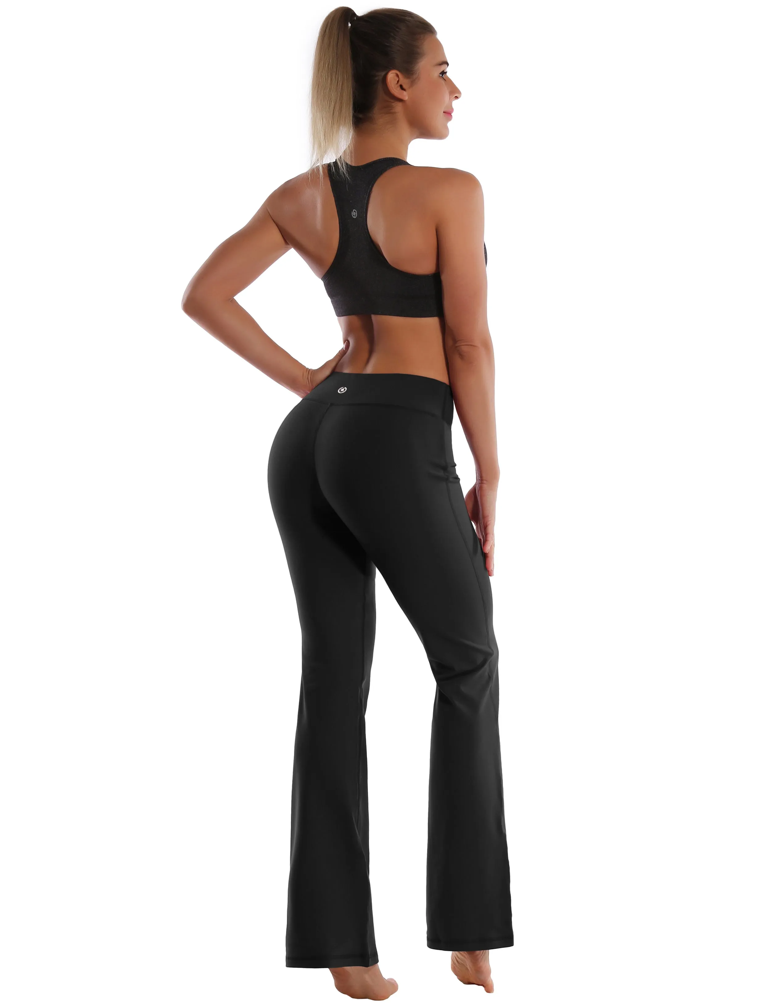 29" 31" 33" 35" Cotton Nylon Bootcut Leggings Black_Pilates