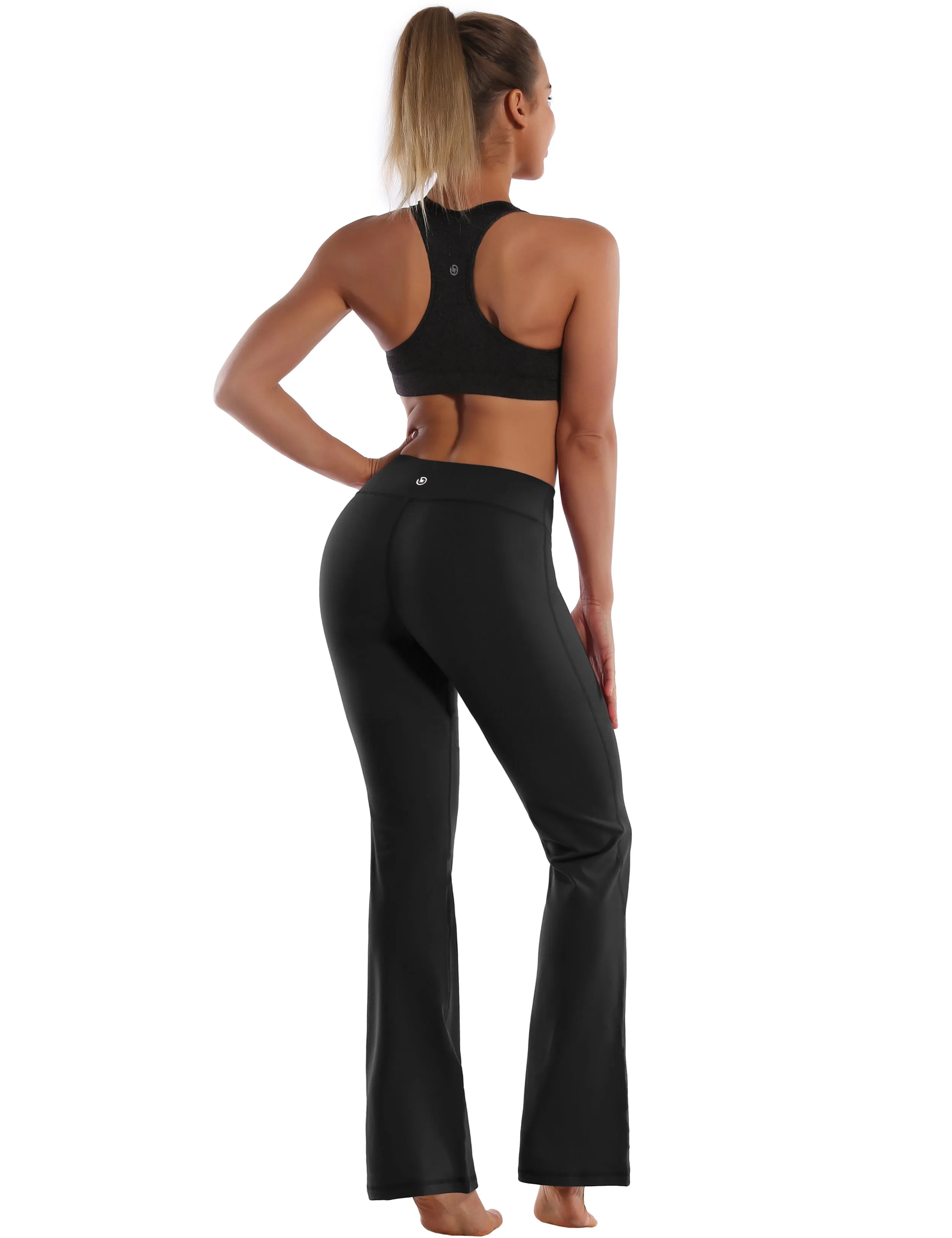 29" 31" 33" 35" Cotton Nylon Bootcut Leggings Black_Pilates