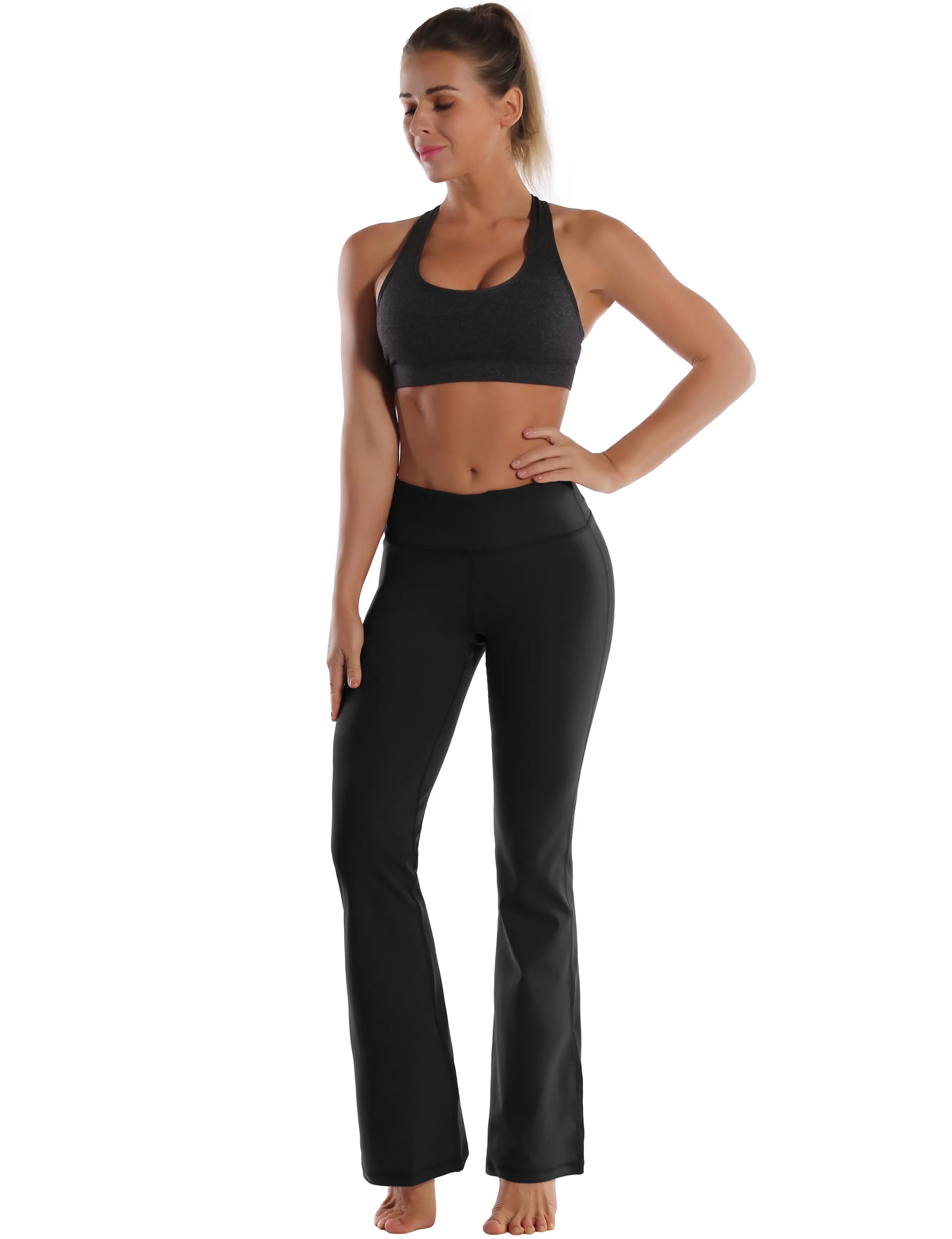 29" 31" 33" 35" Cotton Nylon Bootcut Leggings Black_Pilates