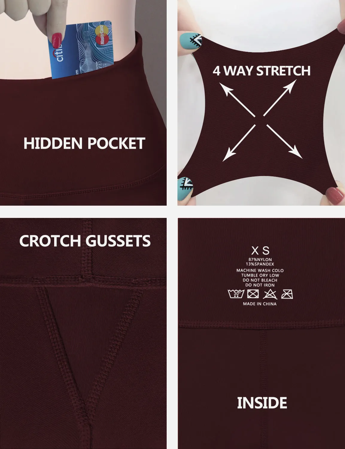 29" 31" 33" 35" Cotton Nylon Bootcut Leggings cherryred_Plus Size