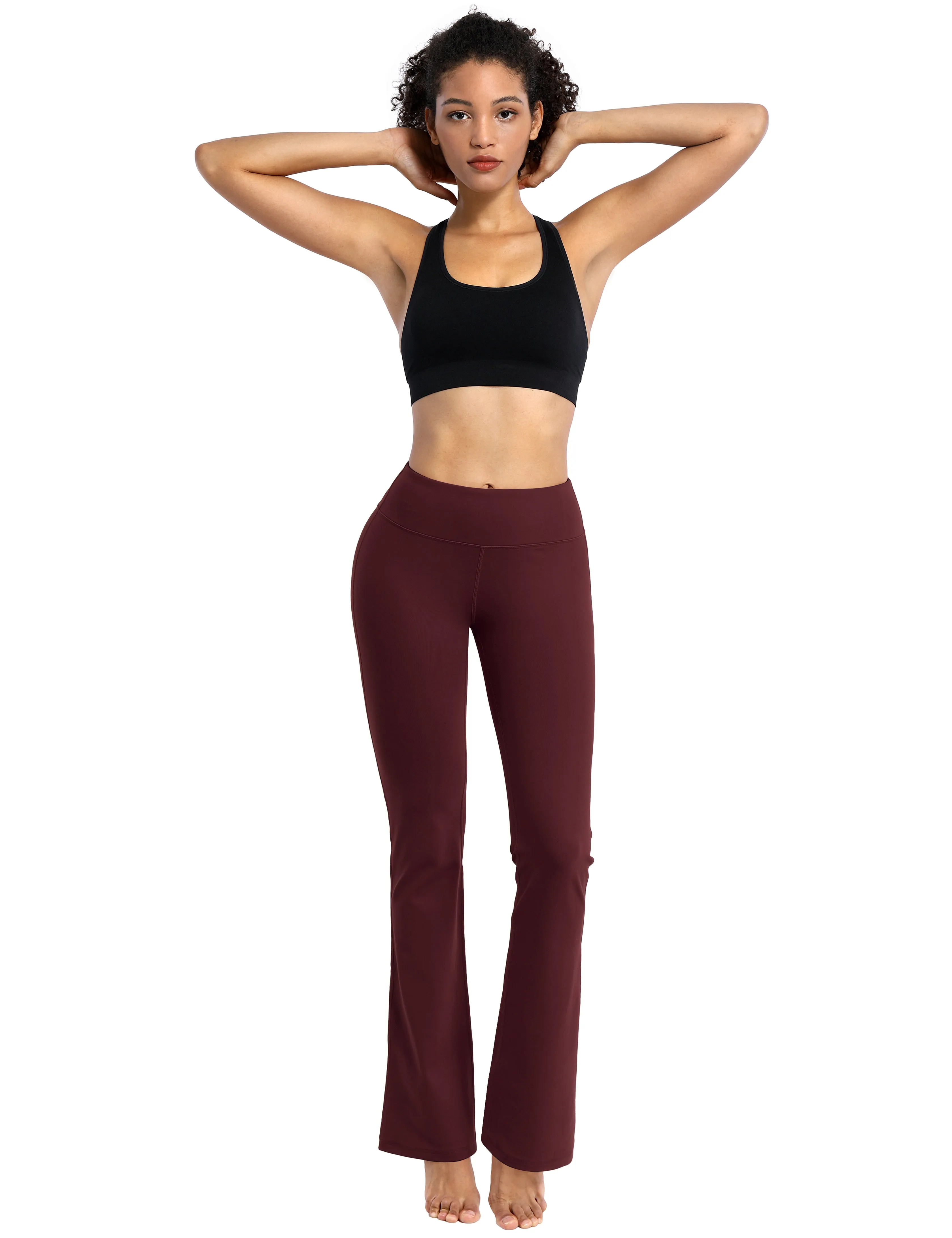 29" 31" 33" 35" Cotton Nylon Bootcut Leggings cherryred_Plus Size