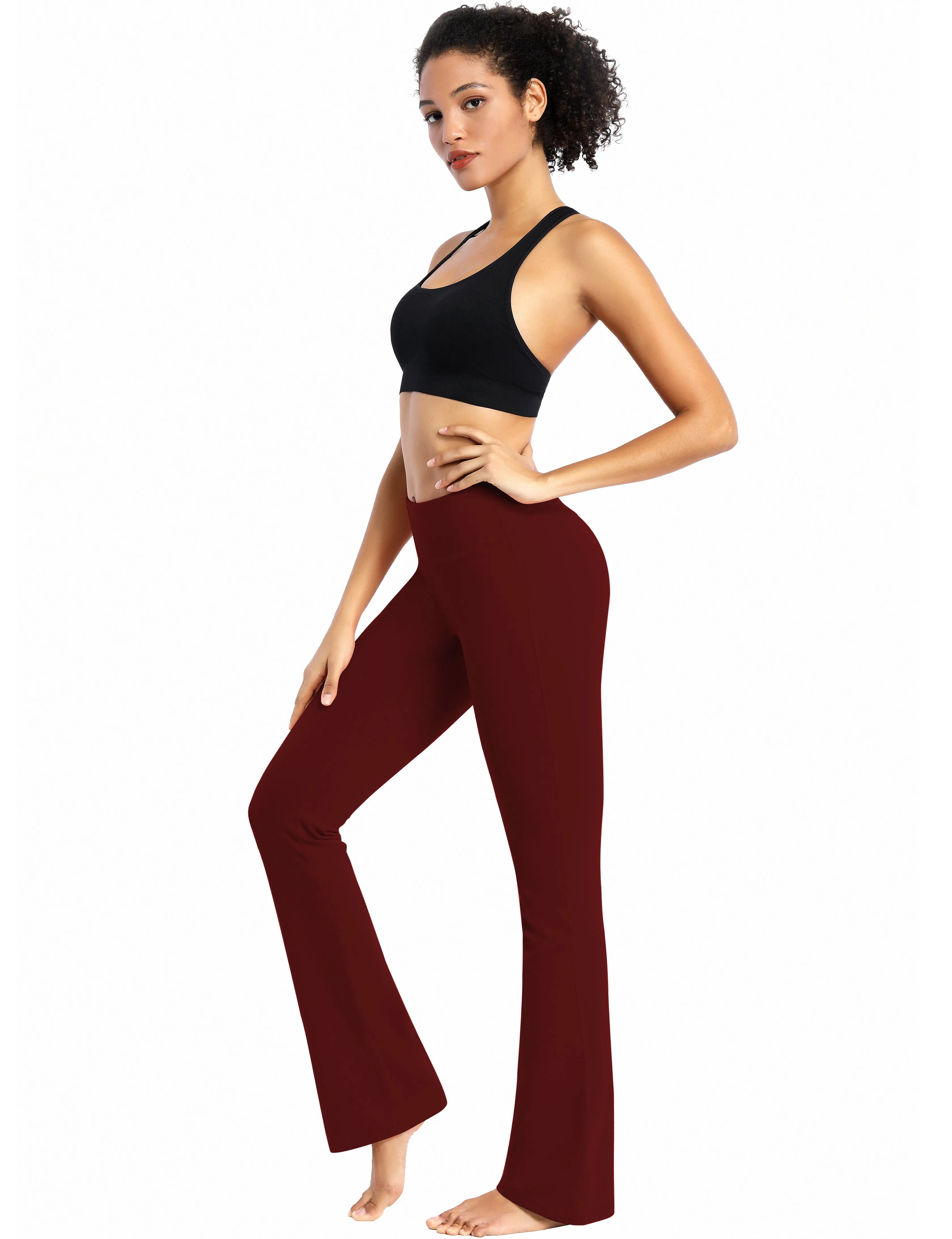 29" 31" 33" 35" Cotton Nylon Bootcut Leggings cherryred_Plus Size