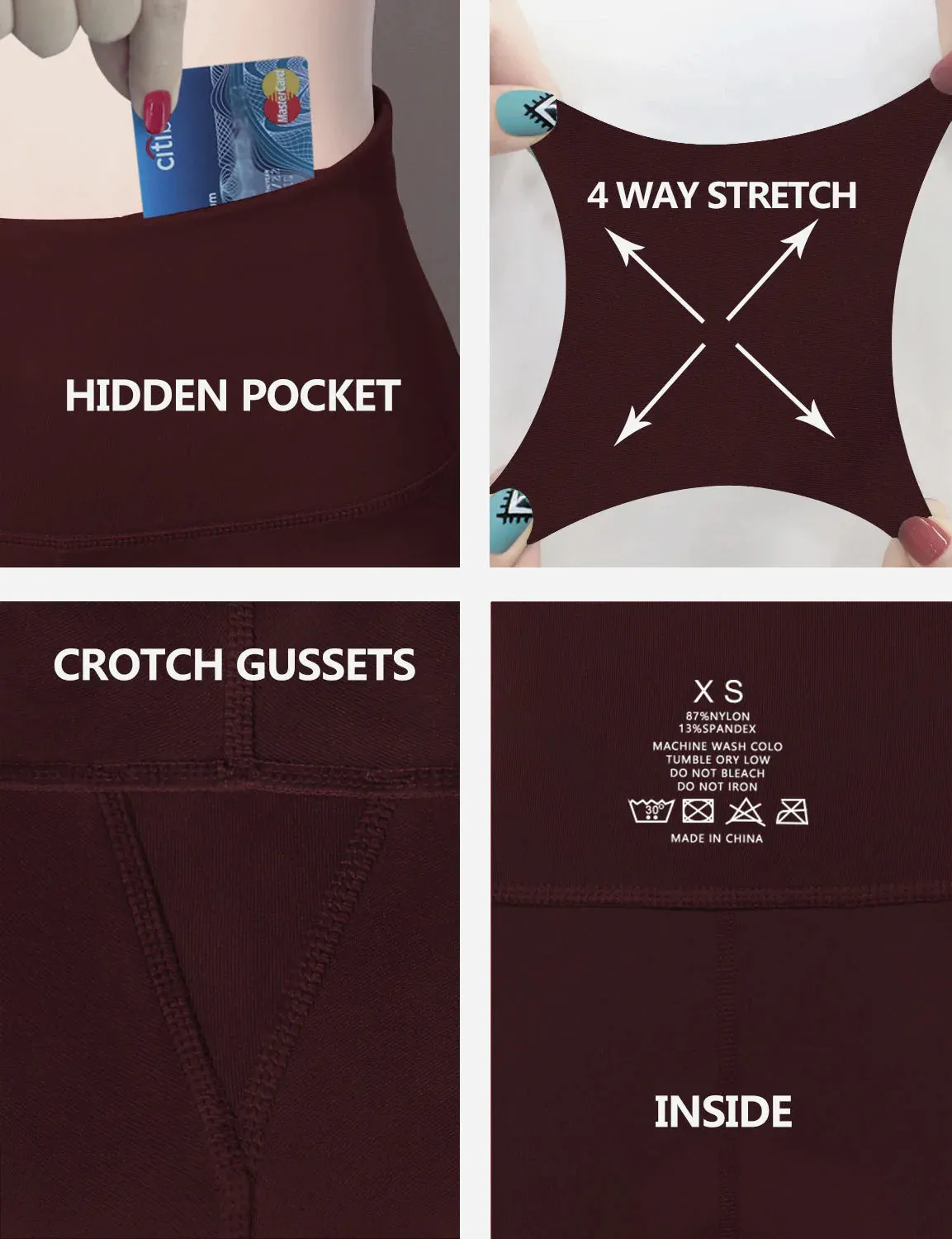 29" 31" 33" 35" Cotton Nylon Bootcut Leggings cherryred_yogastudio