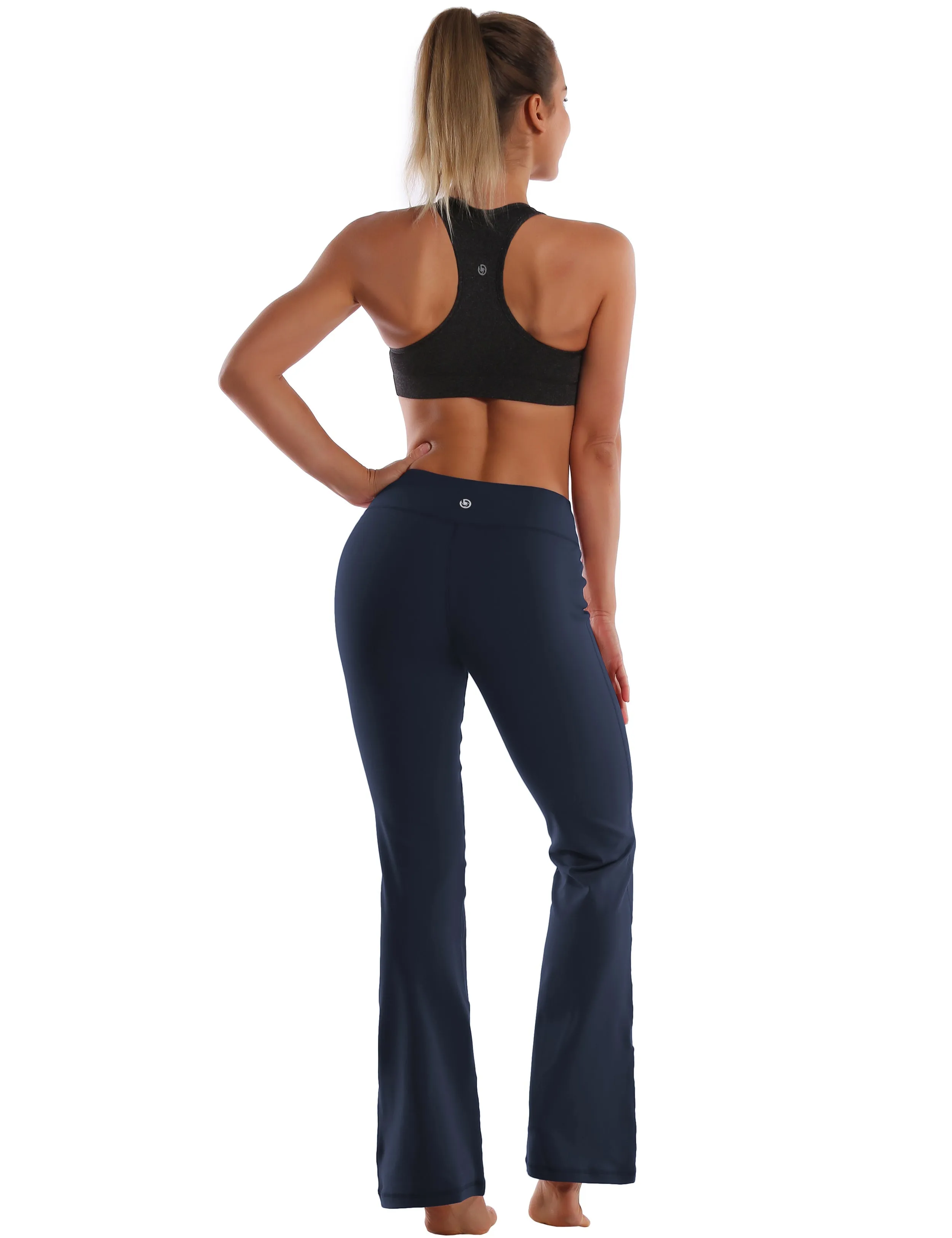 29" 31" 33" 35" Cotton Nylon Bootcut Leggings darknavy_Biking