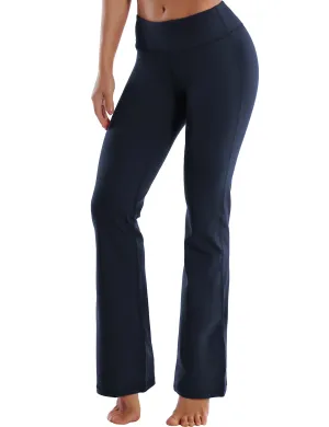 29" 31" 33" 35" Cotton Nylon Bootcut Leggings darknavy_Biking